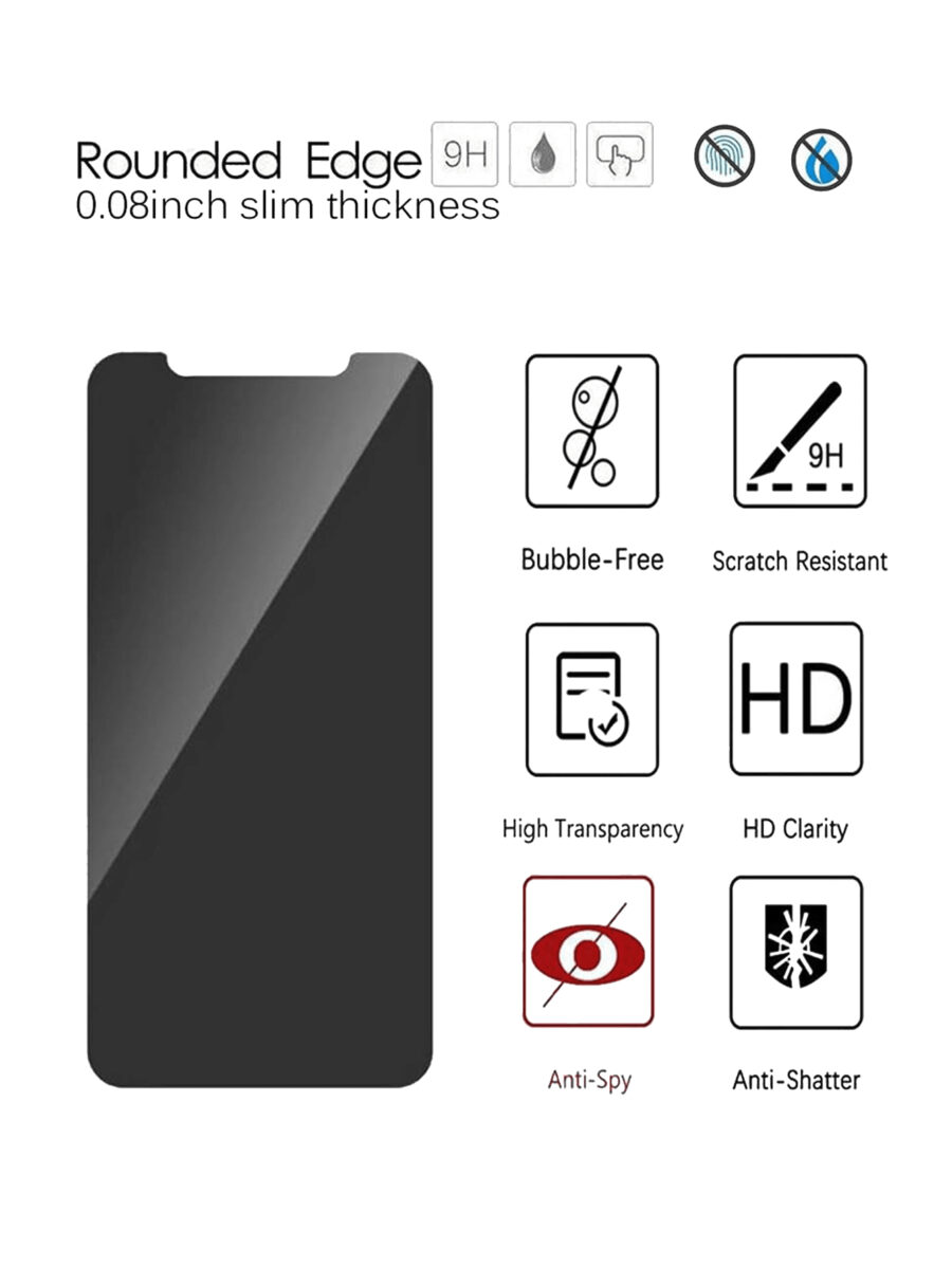 3pcs Anti-Spy Tempered Glass Screen Protector Compatible With Apple Devices - Image 2