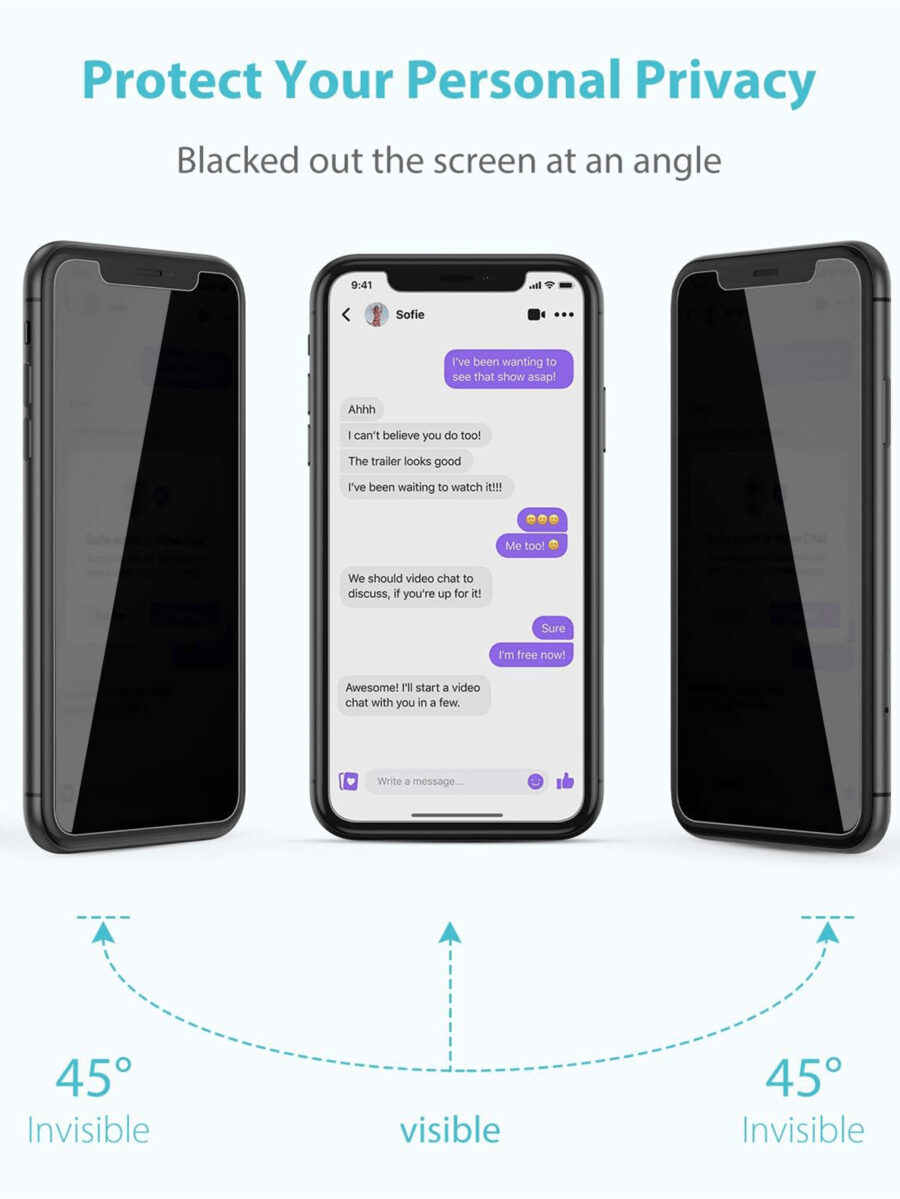 3pcs Anti-Spy Tempered Glass Screen Protector Compatible With Apple Devices - Image 3