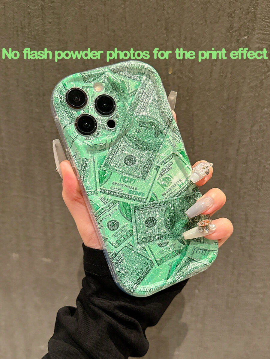 Fashion Pink Glitter Dollar Bill Pattern Shockproof Phone Case Compatible With IPhone 13 Pro Max, 13, 15, 12/12 Pro, 11, 14 Pro Max, XR, 14 Plus/16/16 Pro Max - Image 10