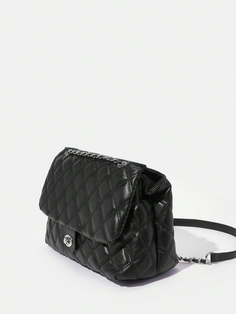 SHABREYA BIZwear Large Capacity Rhombic Pattern Crossbody Bag With Chain Strap - Image 4