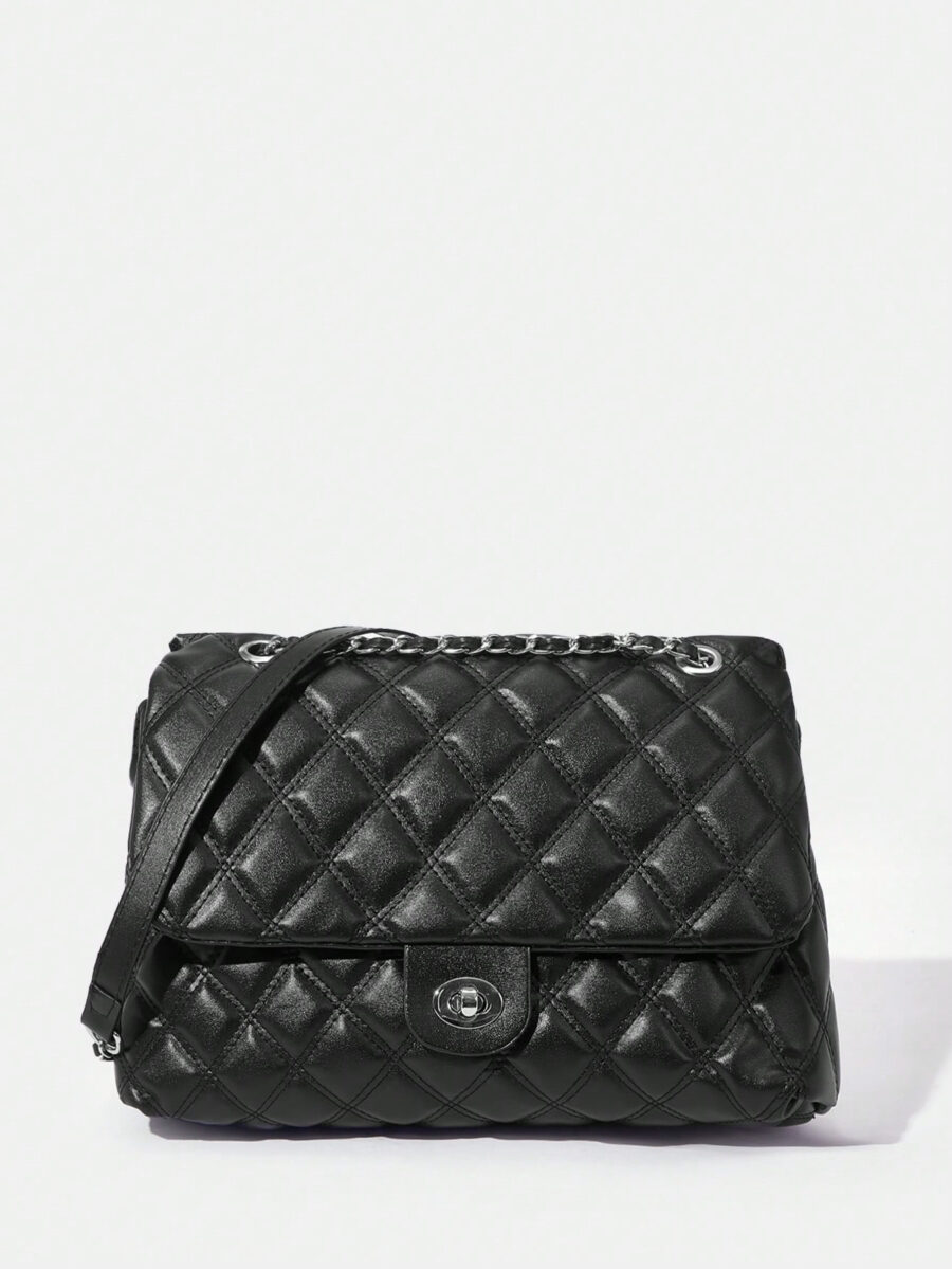 SHABREYA BIZwear Large Capacity Rhombic Pattern Crossbody Bag With Chain Strap - Image 8