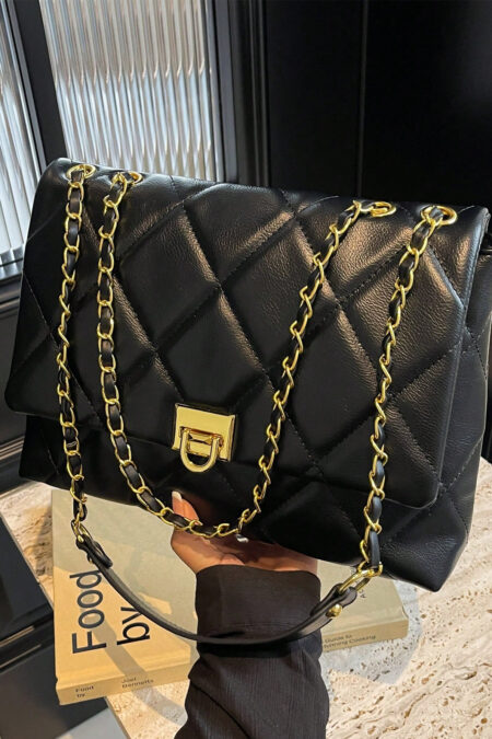 Lightweight, Business Casual, Fashionable, Minimalist Stitching Flap Chain Square Bag Soft Leather Crossbody Bag