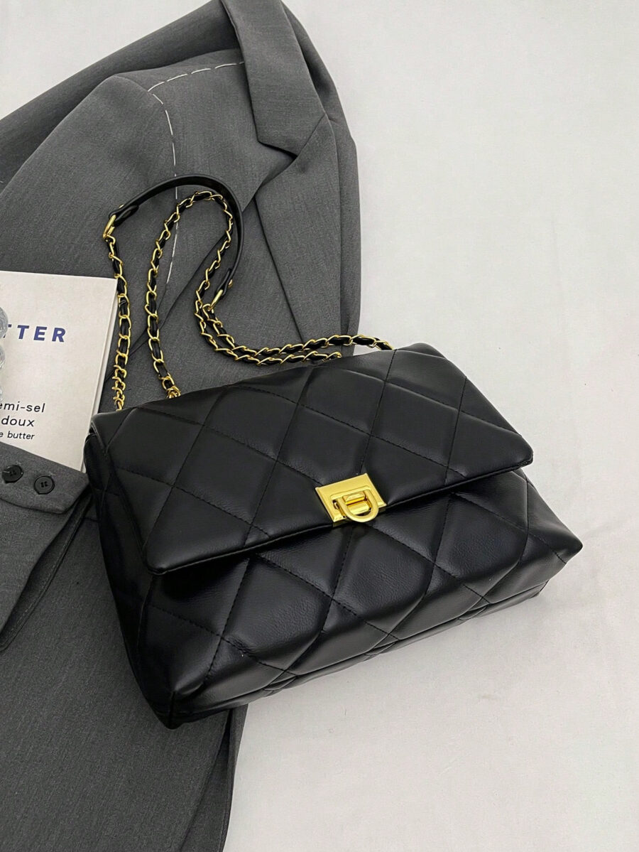 Lightweight, Business Casual, Fashionable, Minimalist Stitching Flap Chain Square Bag Soft Leather Crossbody Bag - Image 7
