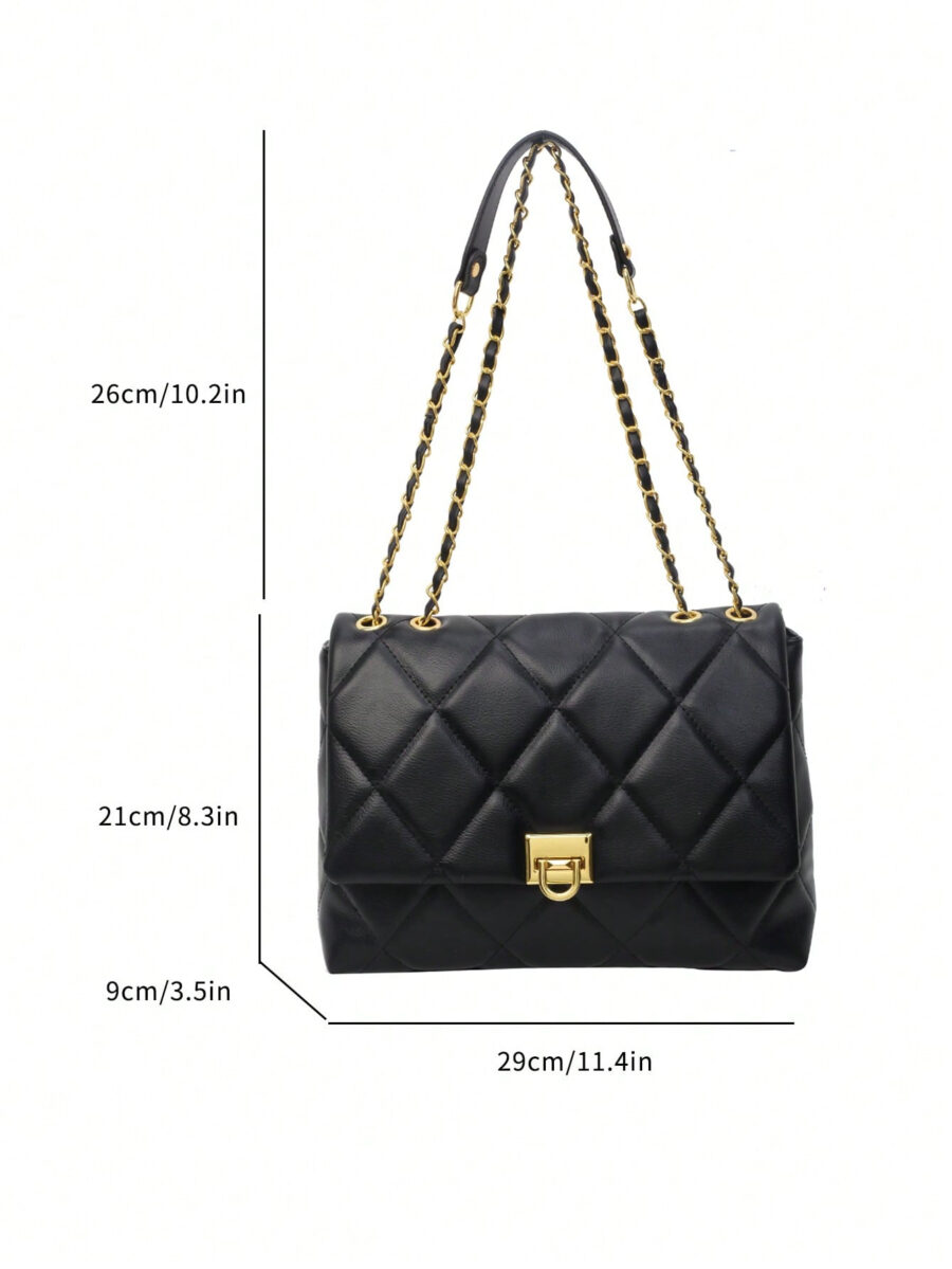 Lightweight, Business Casual, Fashionable, Minimalist Stitching Flap Chain Square Bag Soft Leather Crossbody Bag - Image 10