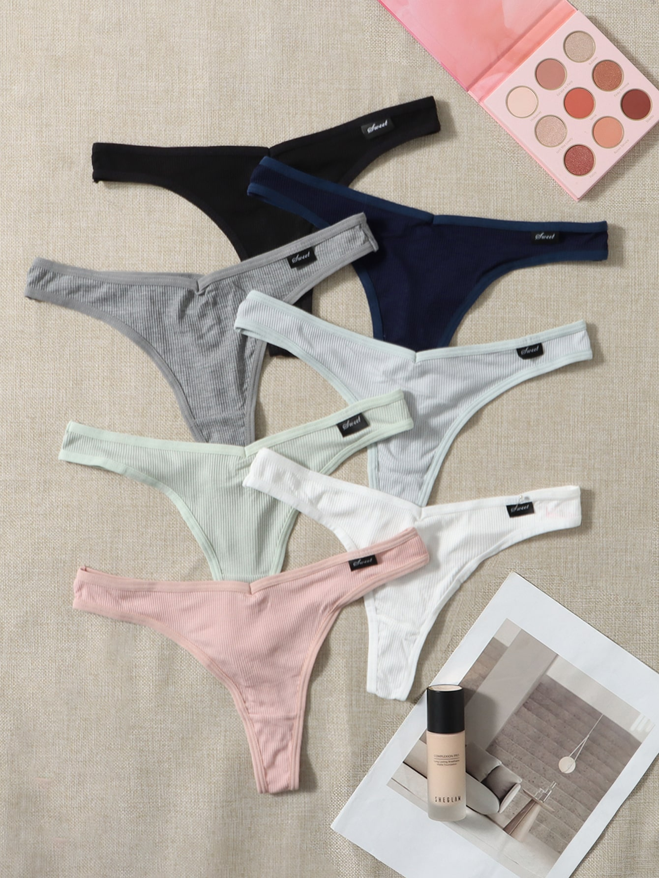 Shein Underwear&Sleepwear Basics 7packs Letter Patch Detail No Show Sexy Thongs - Image 3