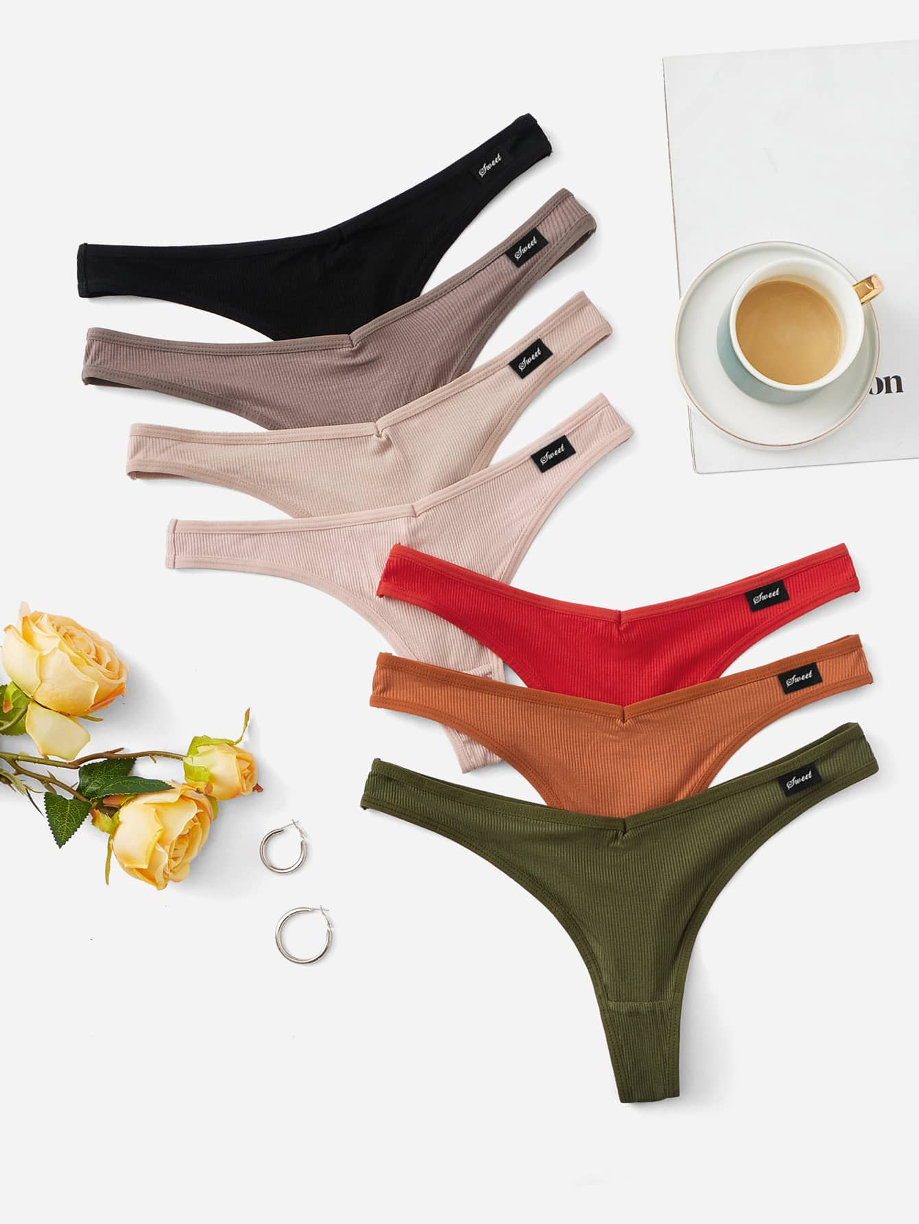 Shein Underwear&Sleepwear Basics 7packs Letter Patch Detail No Show Sexy Thongs - Image 5