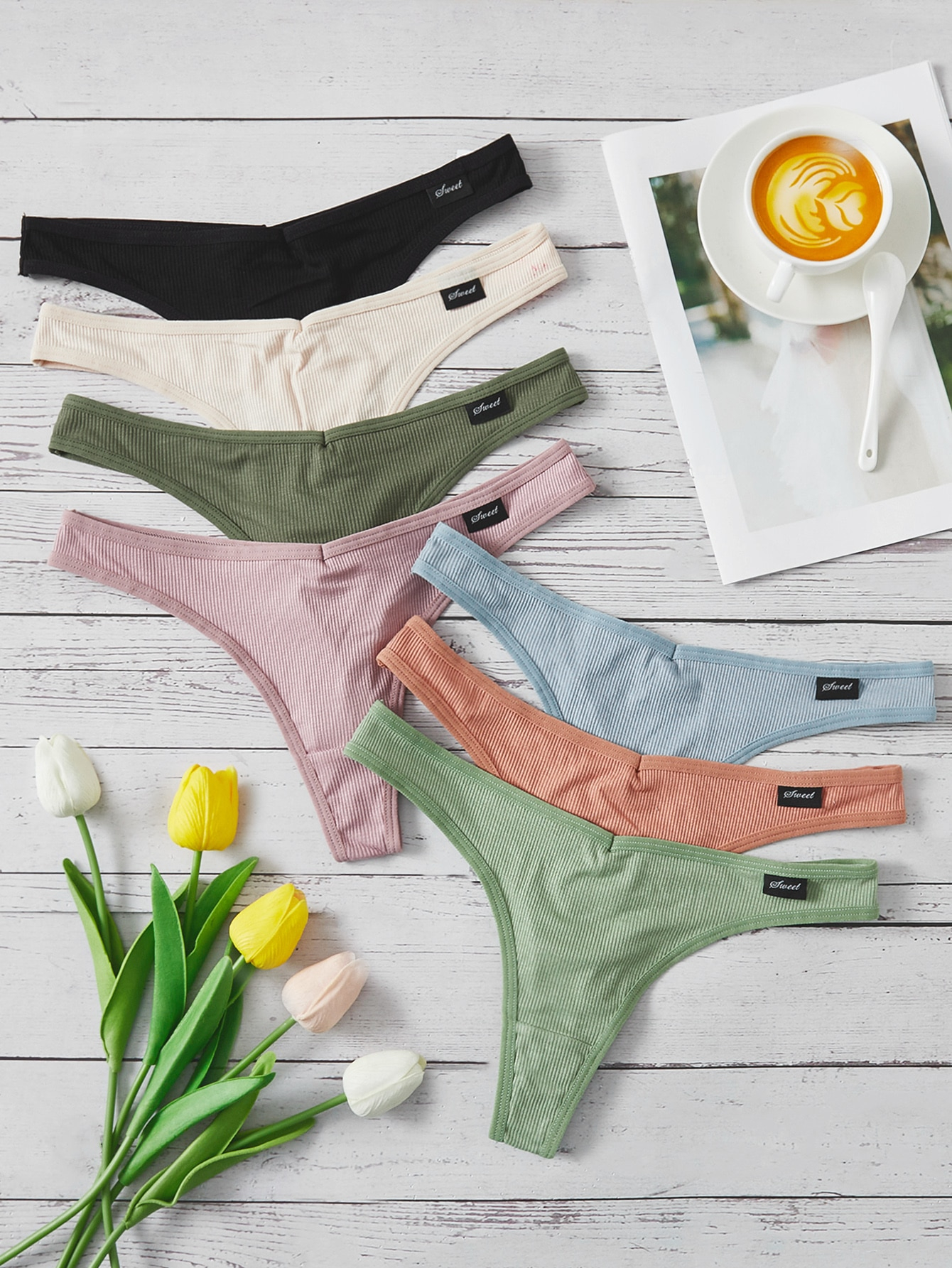 Shein Underwear&Sleepwear Basics 7packs Letter Patch Detail No Show Sexy Thongs - Image 7