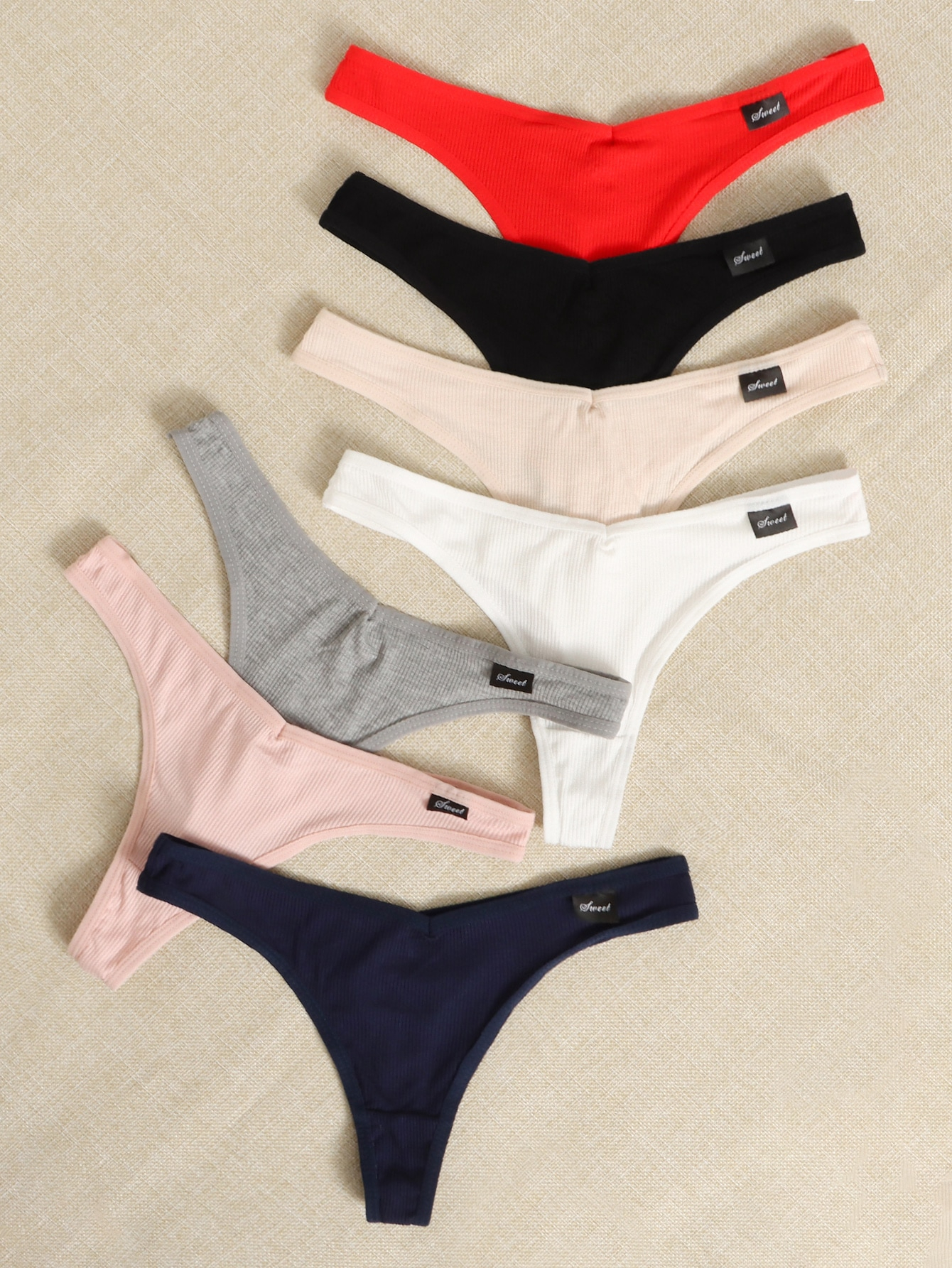 Shein Underwear&Sleepwear Basics 7packs Letter Patch Detail No Show Sexy Thongs - Image 10