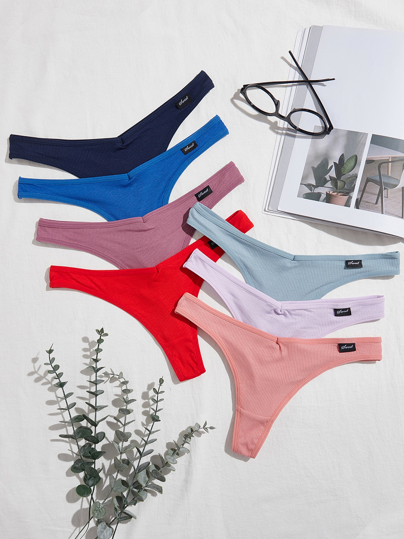 Shein Underwear&Sleepwear Basics 7packs Letter Patch Detail No Show Sexy Thongs - Image 19