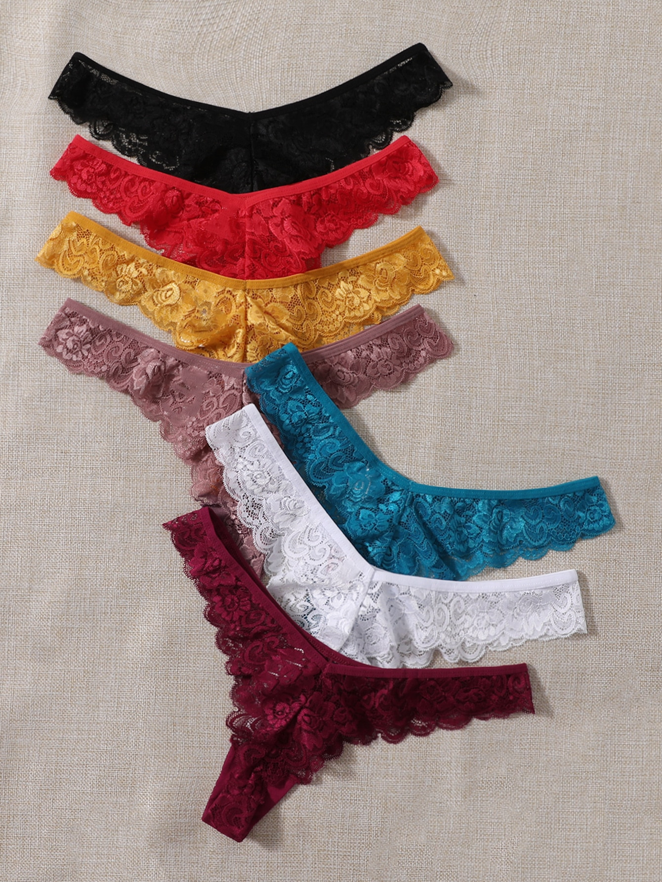 Shein Underwear&Sleepwear Basics 7pack Floral Lace Thong Lingerie - Image 10