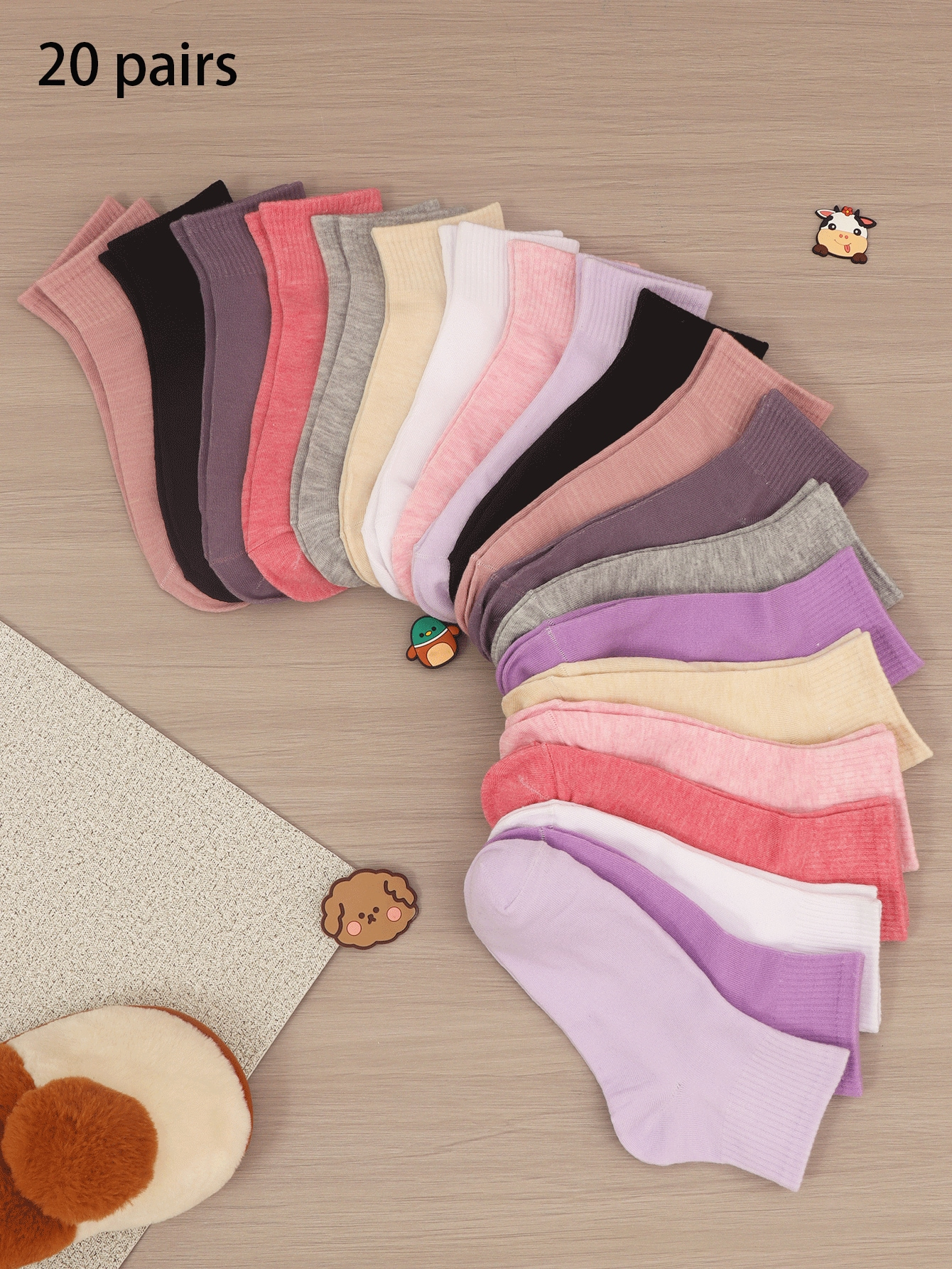 20 Pairs Women's Multicolor Summer Low Cut Socks, Thin Shallow Mouth Short Socks - Image 29