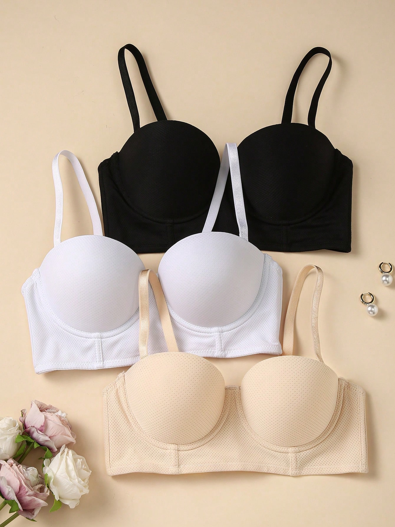 3pcs Set Valentine's Day Romantic Sexy Strapless Tube Tops With Non-Slip Design, Includes Regular Strap As Gift - Image 14