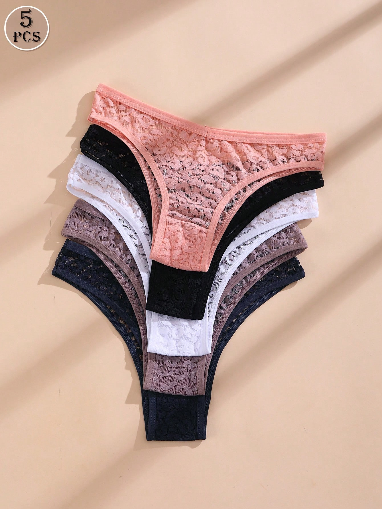 5 PCS Sexy Women's Bikini Panties Lace V Waist Briefs Solid Color Seamless Lingerie Comfortable And Breathable Underwear - Image 2