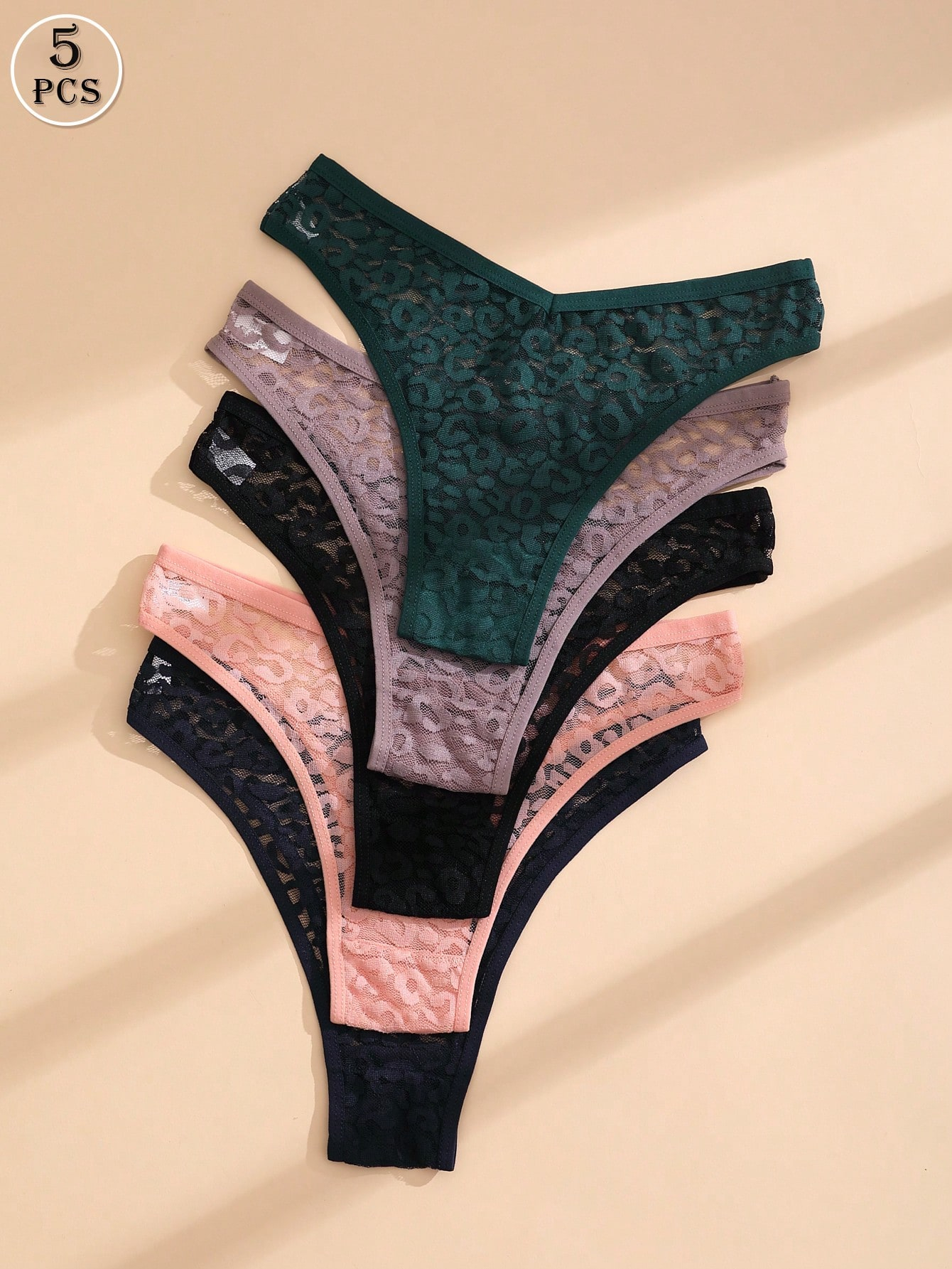 5 PCS Sexy Women's Bikini Panties Lace V Waist Briefs Solid Color Seamless Lingerie Comfortable And Breathable Underwear - Image 3