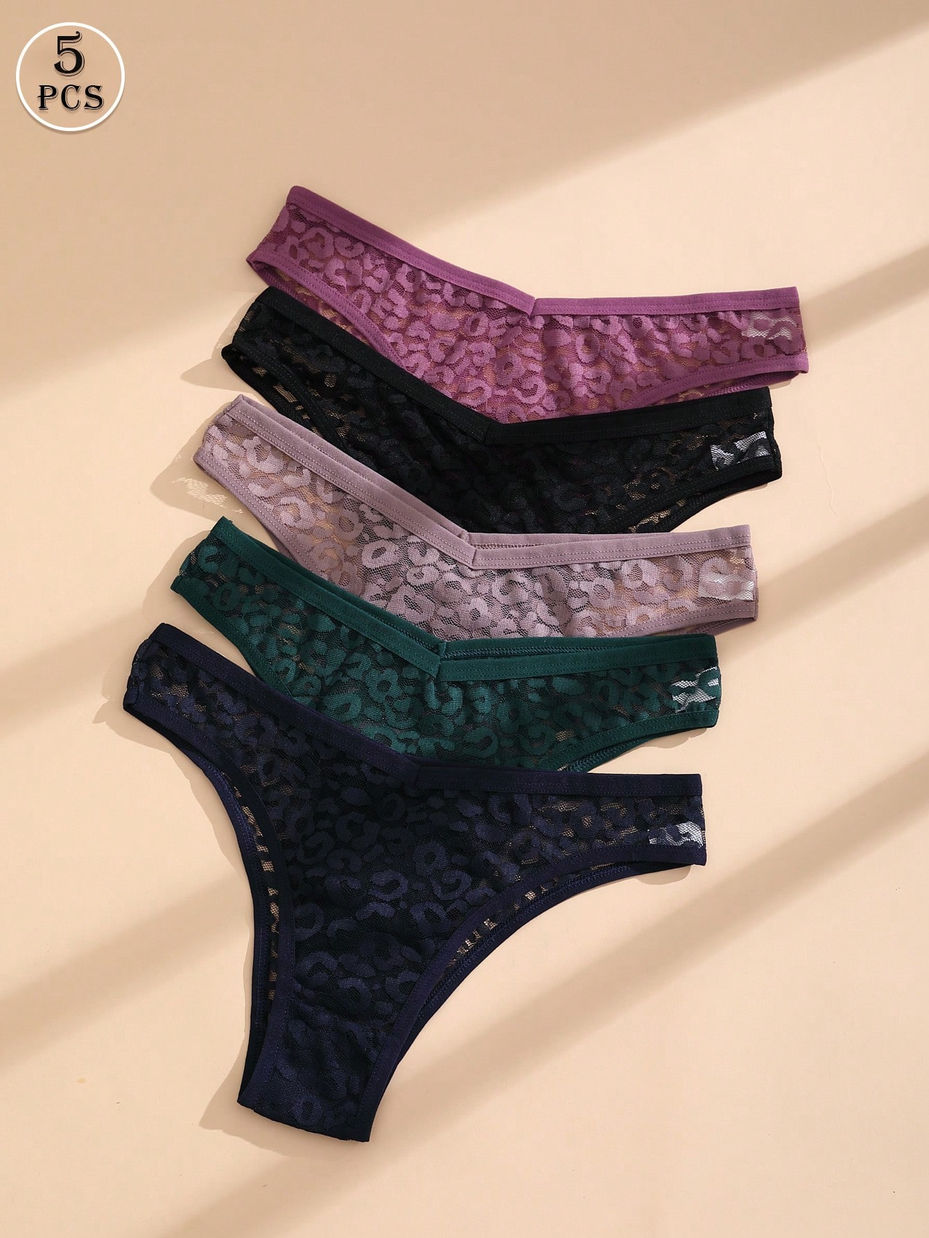 5 PCS Sexy Women's Bikini Panties Lace V Waist Briefs Solid Color Seamless Lingerie Comfortable And Breathable Underwear - Image 4