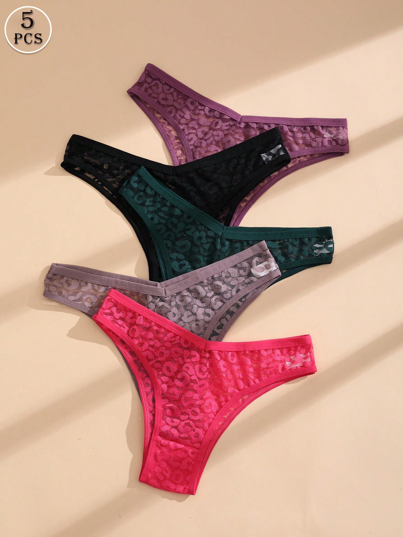 5 PCS Sexy Women's Bikini Panties Lace V Waist Briefs Solid Color Seamless Lingerie Comfortable And Breathable Underwear - Image 5