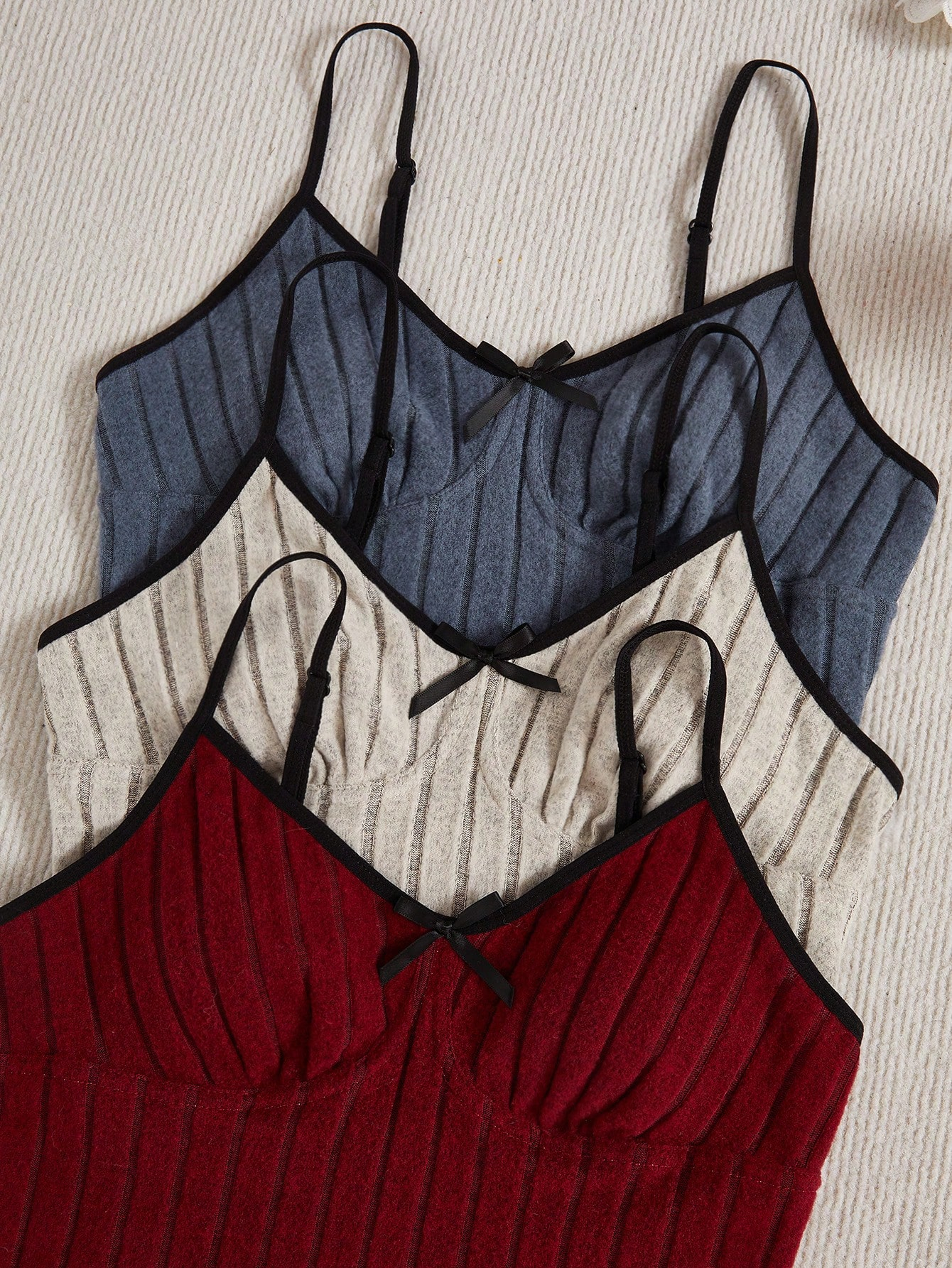 3pcs Women Casual Bow Decor Camisole & Shorts Home Wear Set - Image 9