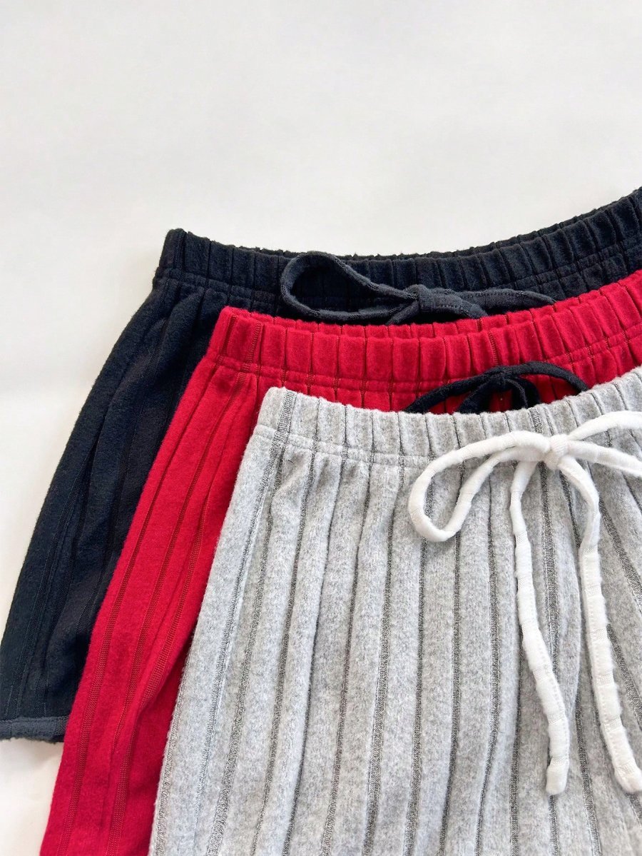 3pcs/Set Women Sleepwear Set, Round Neck Short Sleeve Top And Shorts - Image 3