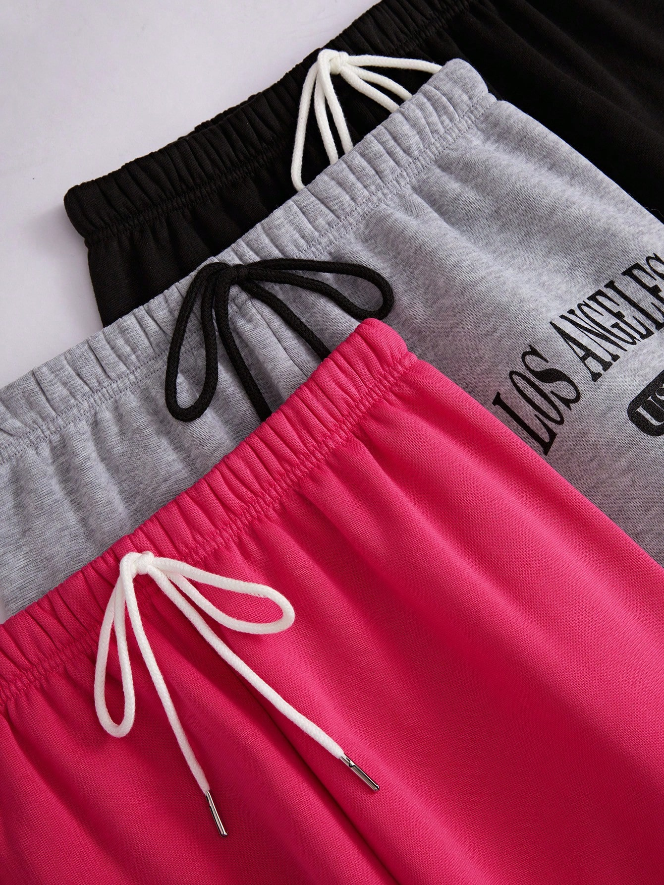 3pcs Letter Graphic Drawstring Waist Lounge Pants - Image 4