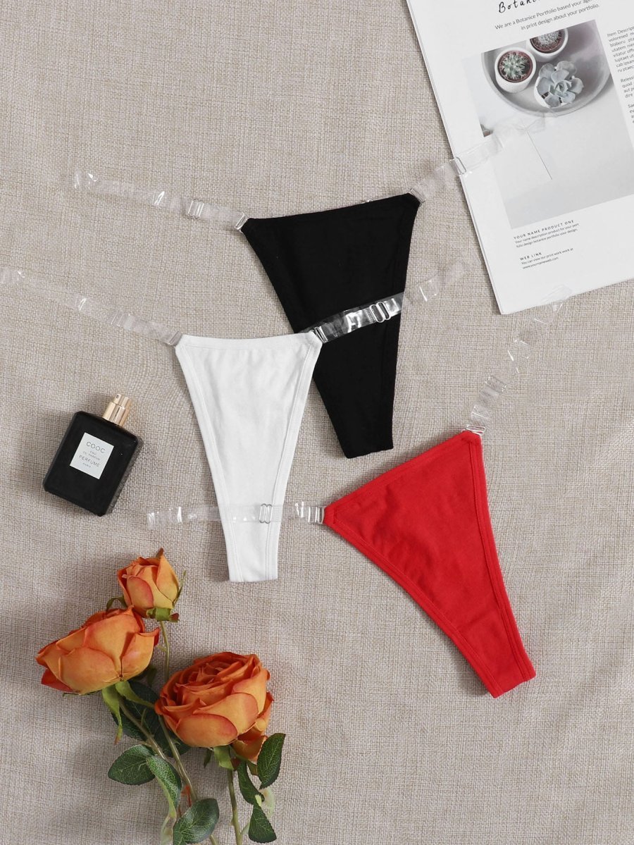 3packs Clear Strap Sexy Panties Set
