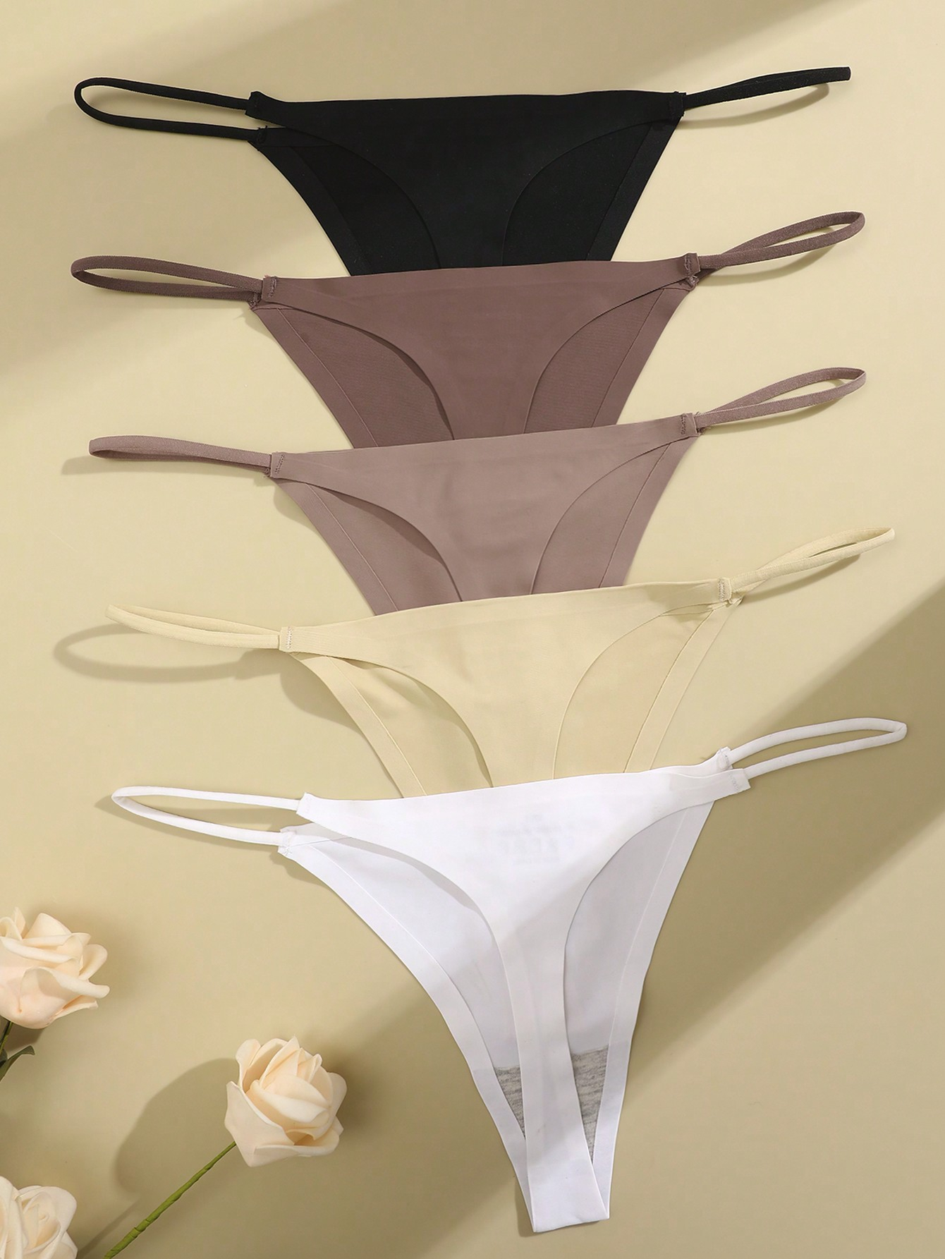 FINETOO 5pcs Women's Sexy Simple Seamless Thongs - Image 4