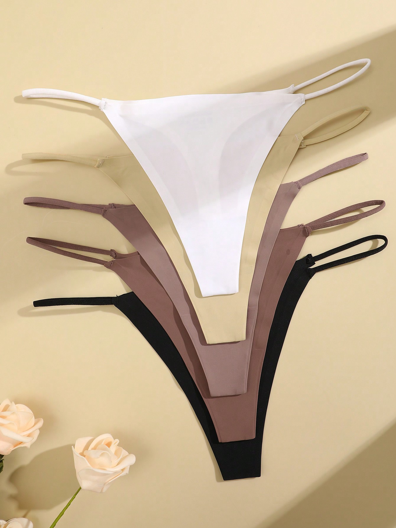 FINETOO 5pcs Women's Sexy Simple Seamless Thongs - Image 5