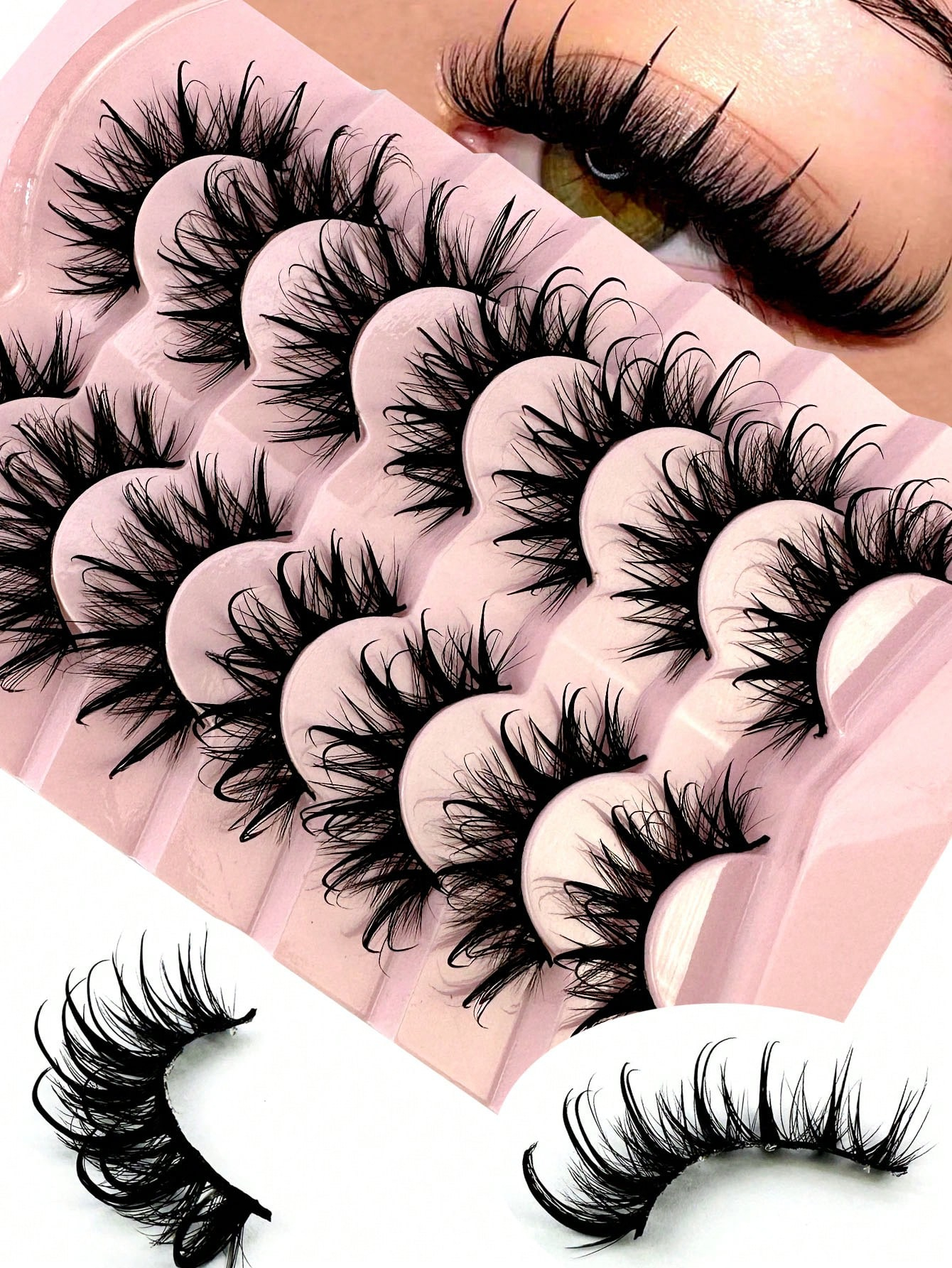 7 Pairs Russian Strip Lashes Natural Looking Soft & Fluffy Mink Lashes 3D False Eyelashes Russian Volume Eyelashes Fake Eyelashes Dramatic Messy Mink Lashes Wispy Long Foxy Eye Lifting Look Eyelash Extension Kit Full Eyelash Strip To Lengthen And Volumize The Outer Corner Of Your Eye Beauty Makeup
