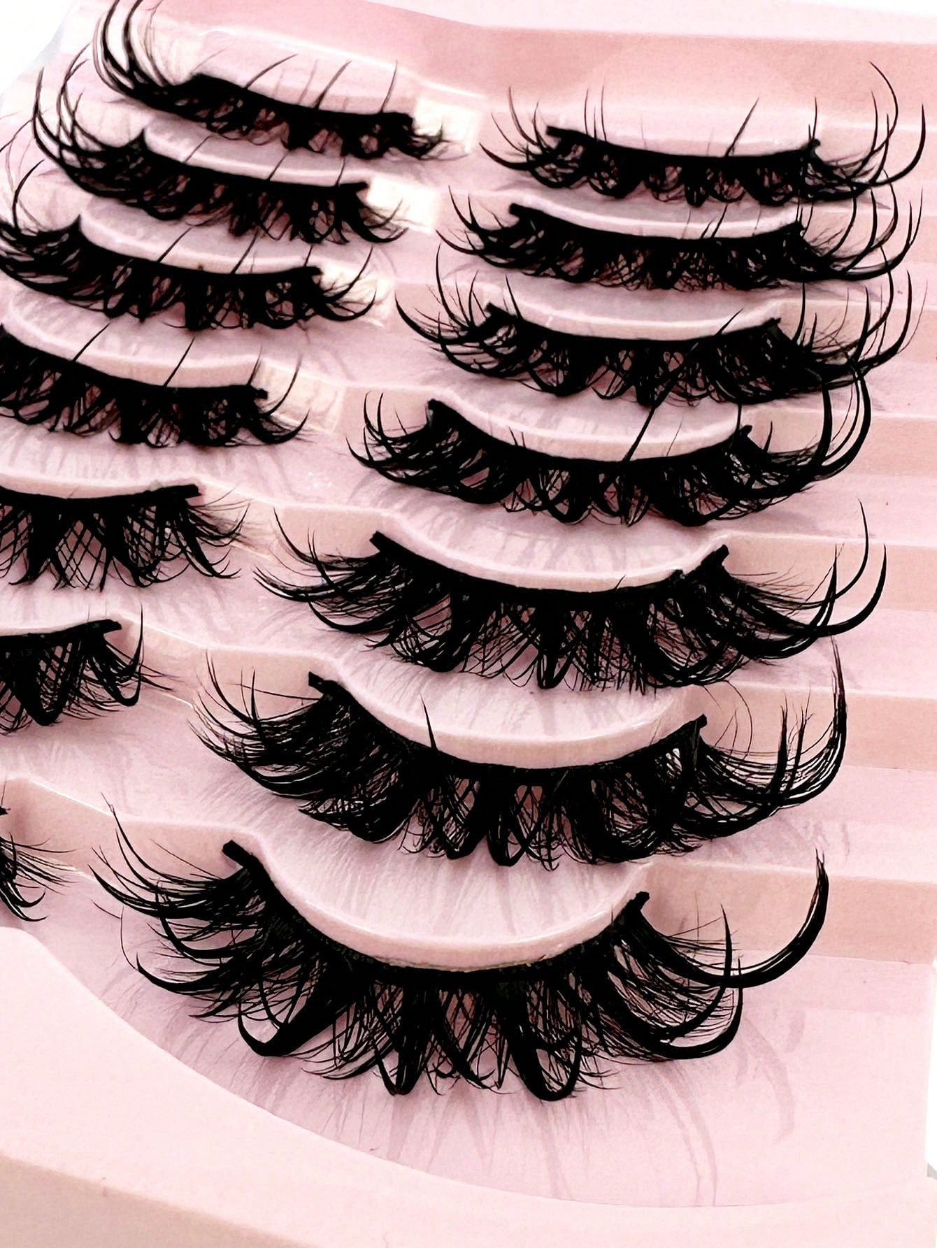 7 Pairs Russian Strip Lashes Natural Looking Soft & Fluffy Mink Lashes 3D False Eyelashes Russian Volume Eyelashes Fake Eyelashes Dramatic Messy Mink Lashes Wispy Long Foxy Eye Lifting Look Eyelash Extension Kit Full Eyelash Strip To Lengthen And Volumize The Outer Corner Of Your Eye Beauty Makeup - Image 2