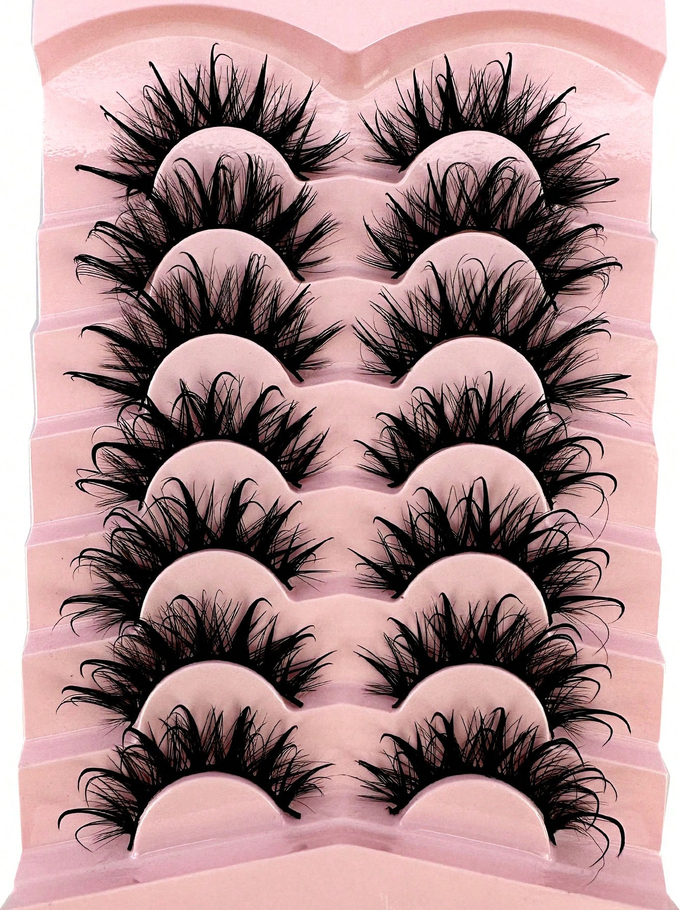 7 Pairs Russian Strip Lashes Natural Looking Soft & Fluffy Mink Lashes 3D False Eyelashes Russian Volume Eyelashes Fake Eyelashes Dramatic Messy Mink Lashes Wispy Long Foxy Eye Lifting Look Eyelash Extension Kit Full Eyelash Strip To Lengthen And Volumize The Outer Corner Of Your Eye Beauty Makeup - Image 5