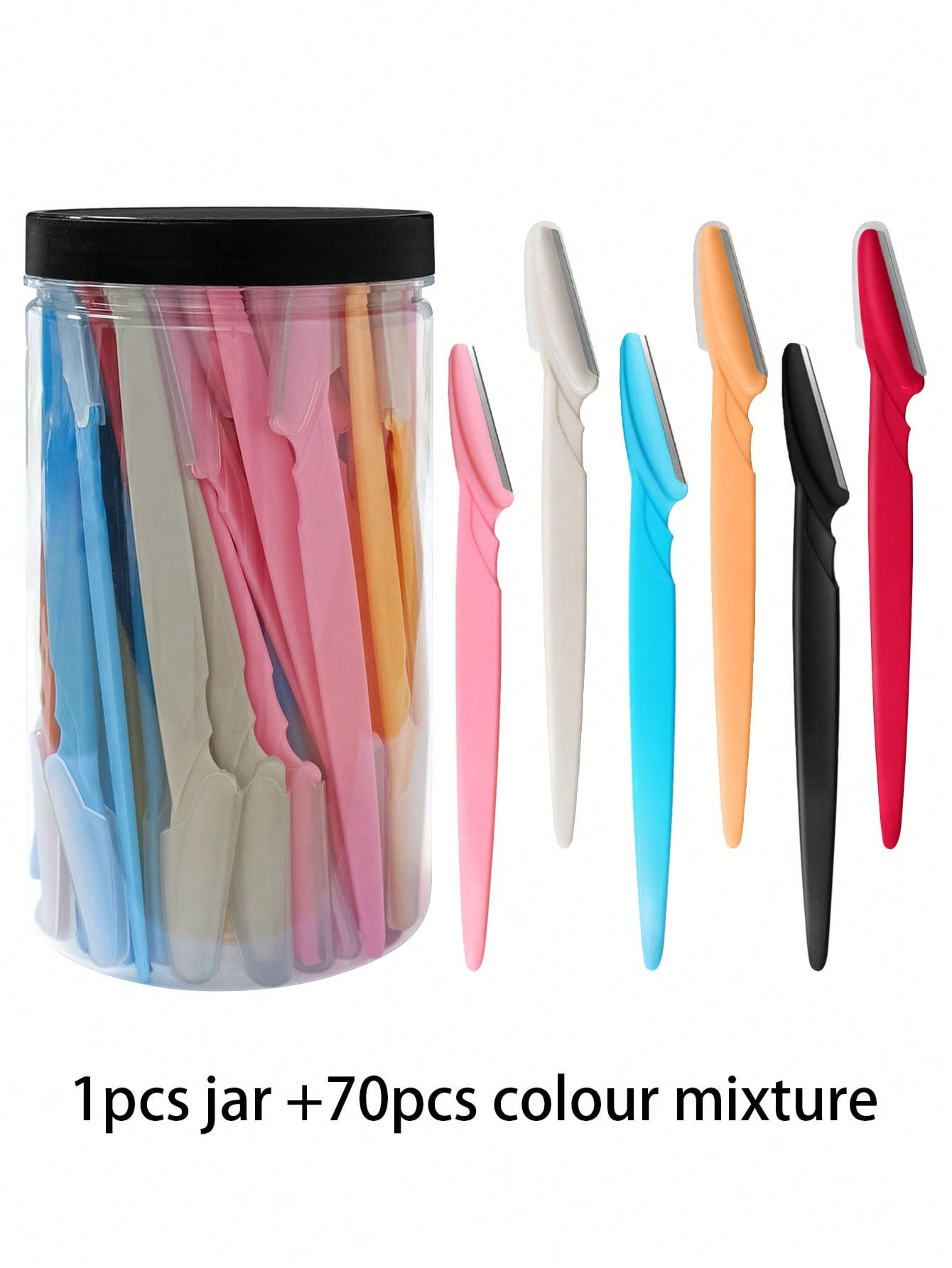 70/24/12/6pcs Set Multicolor Grooming Eyebrow Razor & Shaver Set, Safety Eyebrow Trimmer & Shaver, Exfoliating Dermaplaning Tool, Body Hair Removal Trimmer And Face & Eyebrow Razor Set Long Handle Safety Blade With Precision Cover Women Eyebrow Shaping Tools Suitable For Or Travel Use Multi-Function Eyebrow Trimmer, Sharp Stainless Steel Eyebrow Tools With Safety Cover, For Eyebrow, Lip, Leg Hair & Gentle Effective Removal