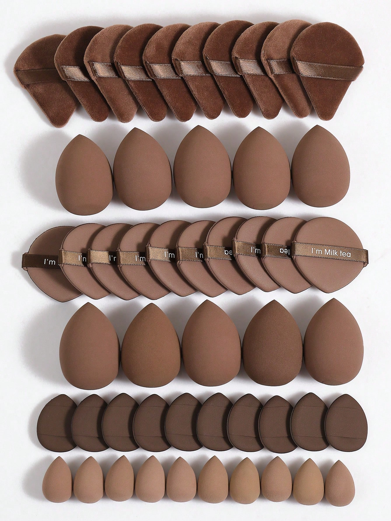 Makeup Tools Set Including:10PCS Makeup Sponges For Liquid Makeup+10PCS Mini Makeup Sponges For Liquid Makeup+10PCS Triangle Powder Puffs For Loose Powder And Makeup Setting+10PCS Air Cushion Powder Puffs For Facial Makeup+10PCS Mini Air Cushion Powder Puffs For Facial Concealer Makeup - Image 2