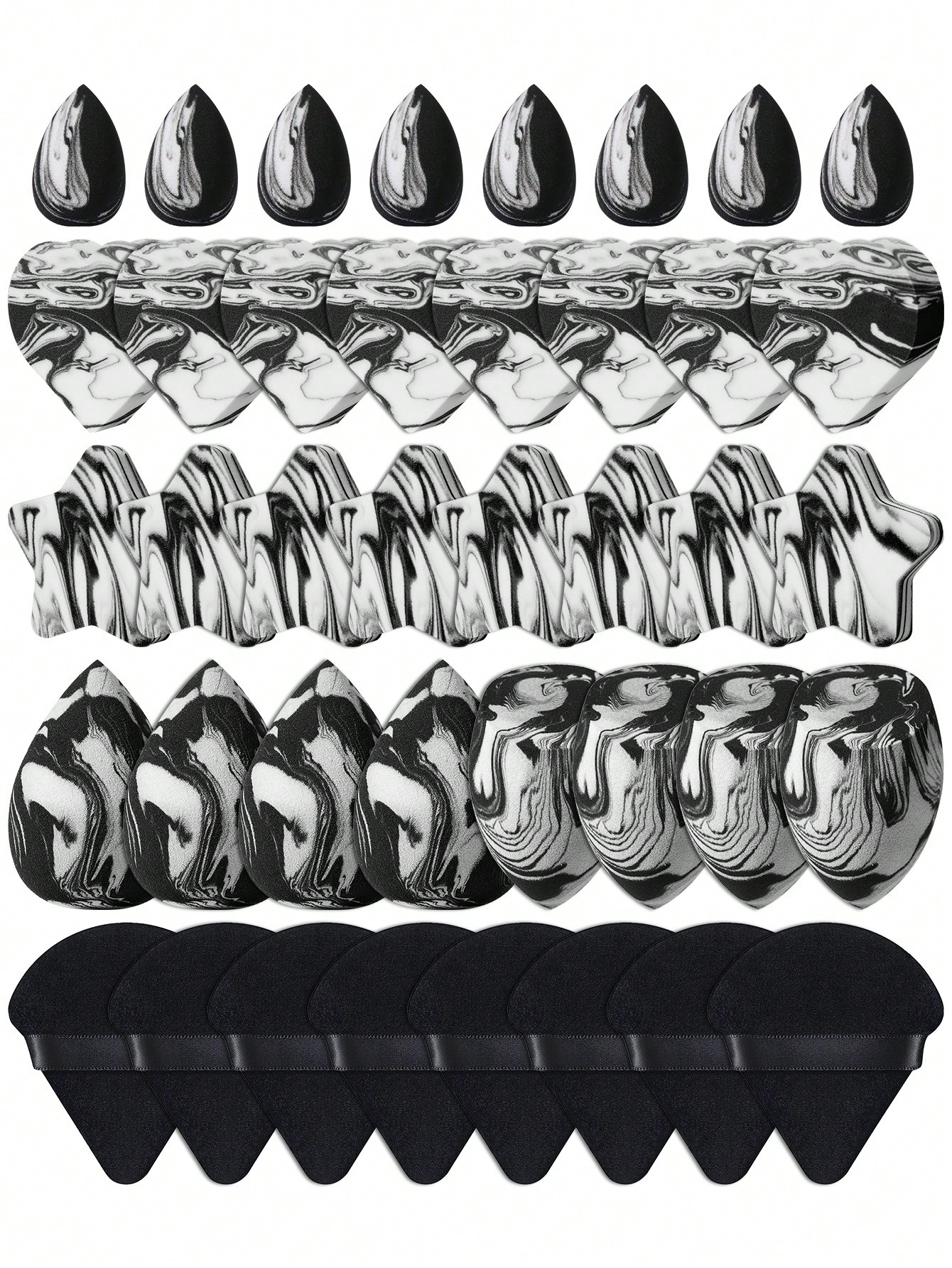 Makeup Tools Set Including:10PCS Makeup Sponges For Liquid Makeup+10PCS Mini Makeup Sponges For Liquid Makeup+10PCS Triangle Powder Puffs For Loose Powder And Makeup Setting+10PCS Air Cushion Powder Puffs For Facial Makeup+10PCS Mini Air Cushion Powder Puffs For Facial Concealer Makeup - Image 4