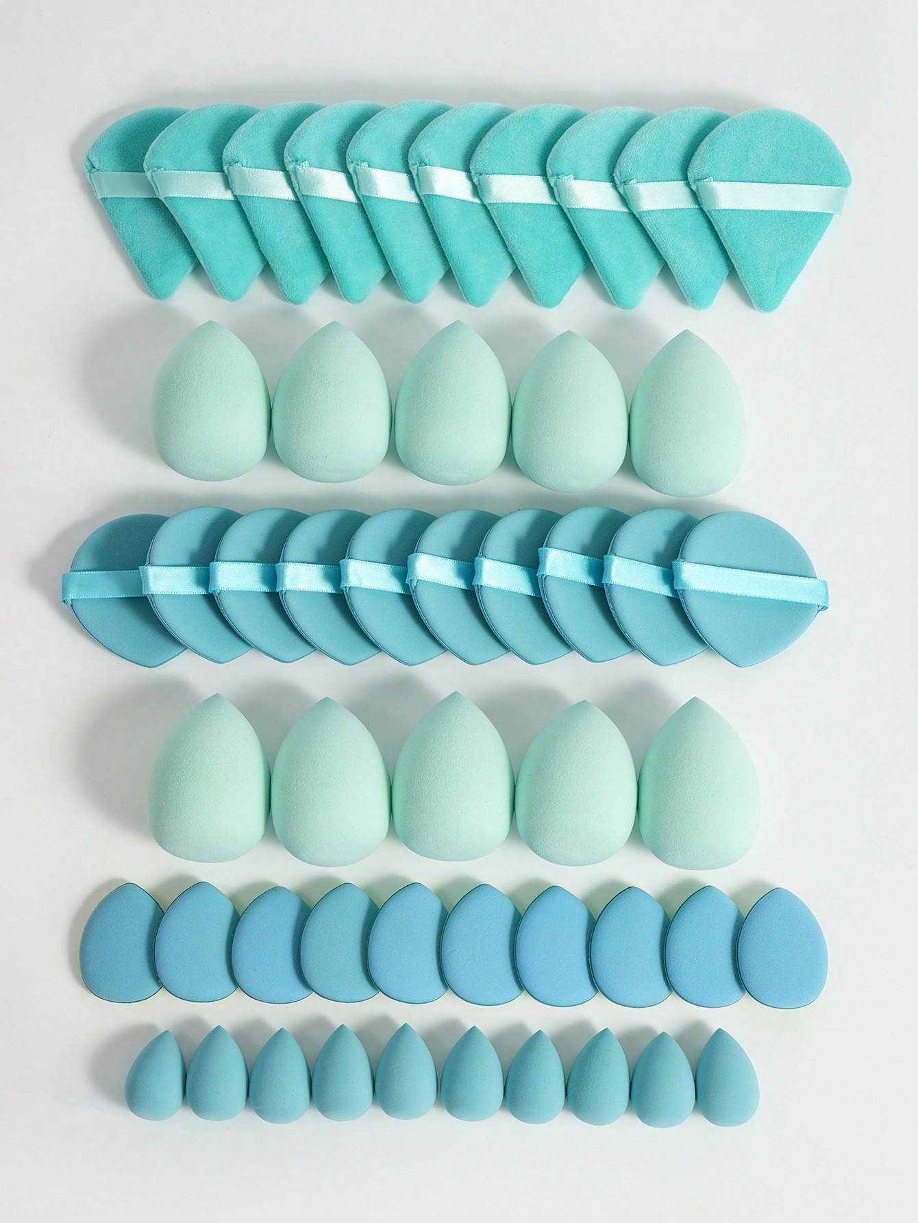 Makeup Tools Set Including:10PCS Makeup Sponges For Liquid Makeup+10PCS Mini Makeup Sponges For Liquid Makeup+10PCS Triangle Powder Puffs For Loose Powder And Makeup Setting+10PCS Air Cushion Powder Puffs For Facial Makeup+10PCS Mini Air Cushion Powder Puffs For Facial Concealer Makeup - Image 14