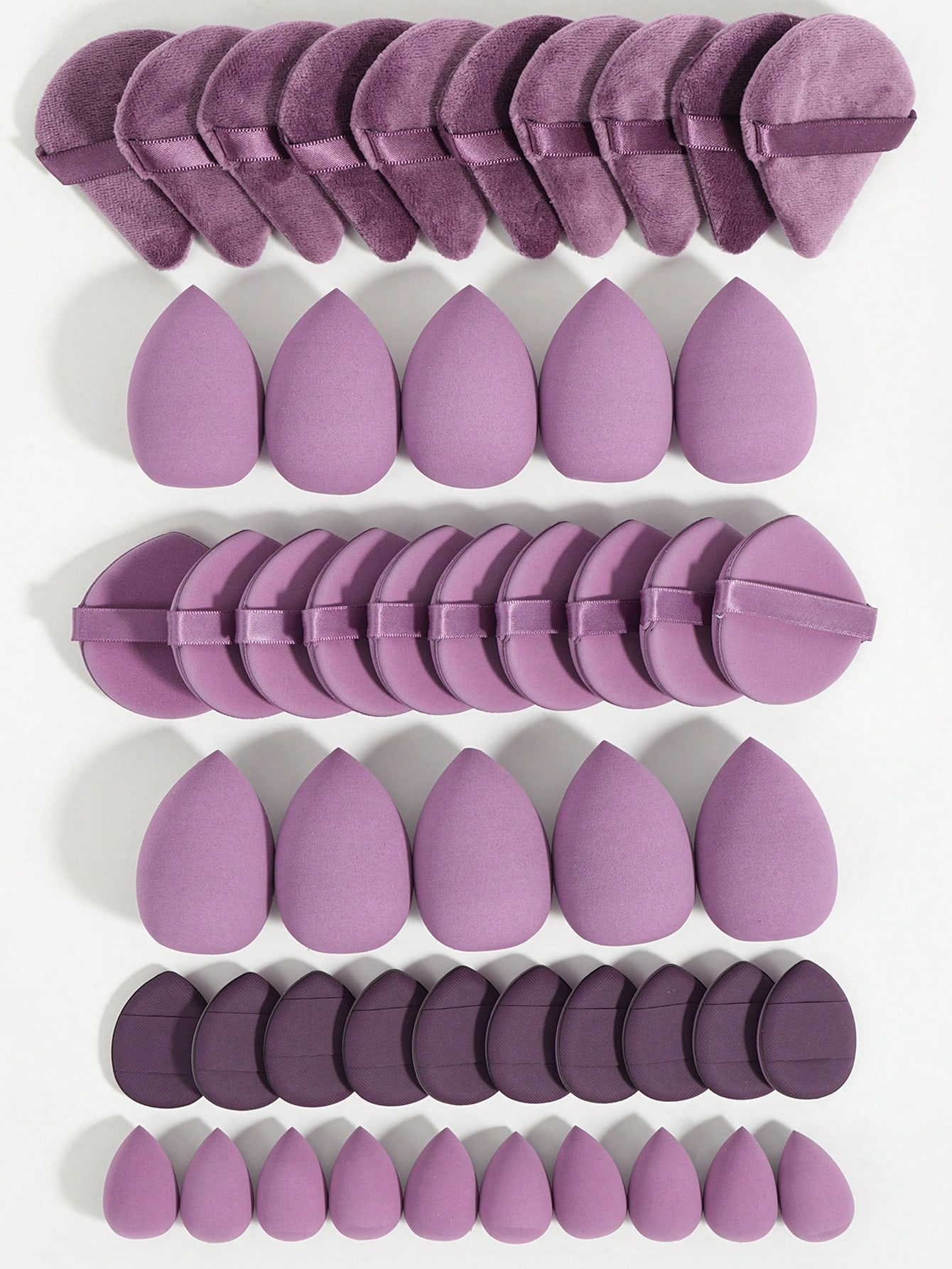 Makeup Tools Set Including:10PCS Makeup Sponges For Liquid Makeup+10PCS Mini Makeup Sponges For Liquid Makeup+10PCS Triangle Powder Puffs For Loose Powder And Makeup Setting+10PCS Air Cushion Powder Puffs For Facial Makeup+10PCS Mini Air Cushion Powder Puffs For Facial Concealer Makeup - Image 15