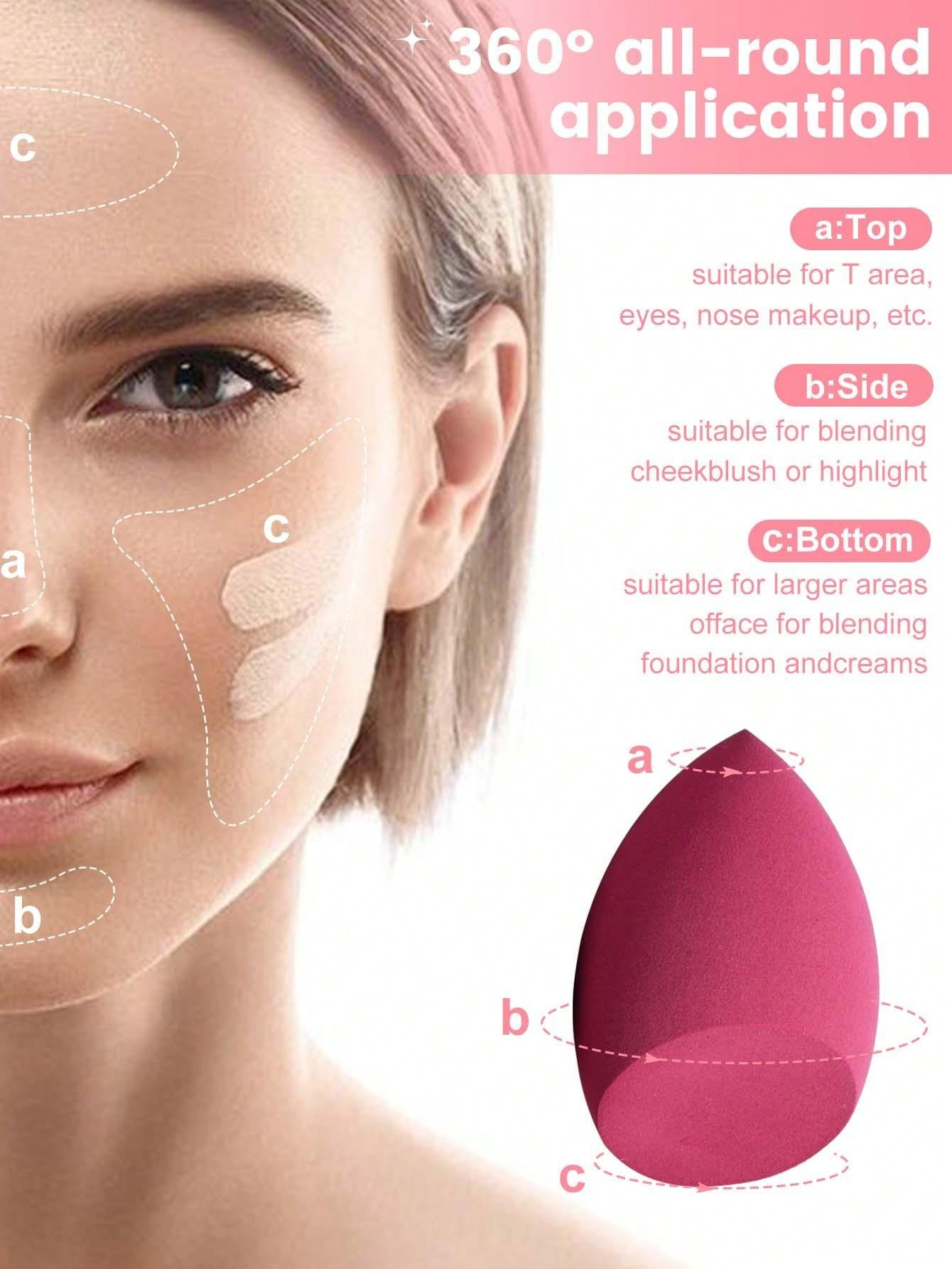 Makeup Tools Set Including:10PCS Makeup Sponges For Liquid Makeup+10PCS Mini Makeup Sponges For Liquid Makeup+10PCS Triangle Powder Puffs For Loose Powder And Makeup Setting+10PCS Air Cushion Powder Puffs For Facial Makeup+10PCS Mini Air Cushion Powder Puffs For Facial Concealer Makeup - Image 45