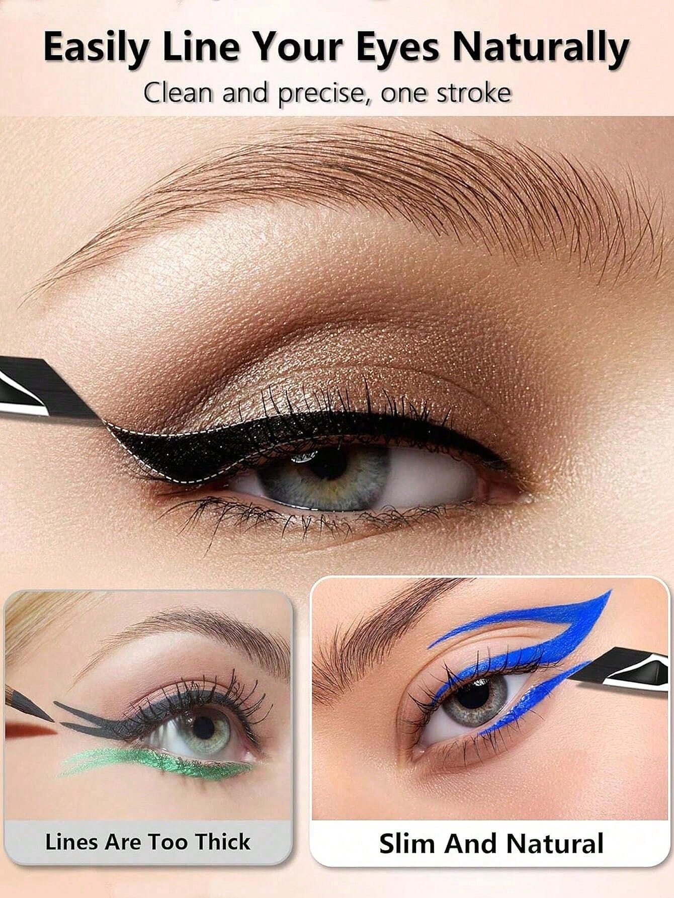 5pcs Precision Eye Makeup Brushes Including Scythe Shaped Eyeliner Brush, Angled Eyeliner Brush, And Eyebrow Brush Professional Eyeliner Brush, Long Handle Reversible Cosmetic Brush Makeup Tools For Sensitive, Delicate, Dry Skin For Easy And Beautiful Eye Makeup - Image 3