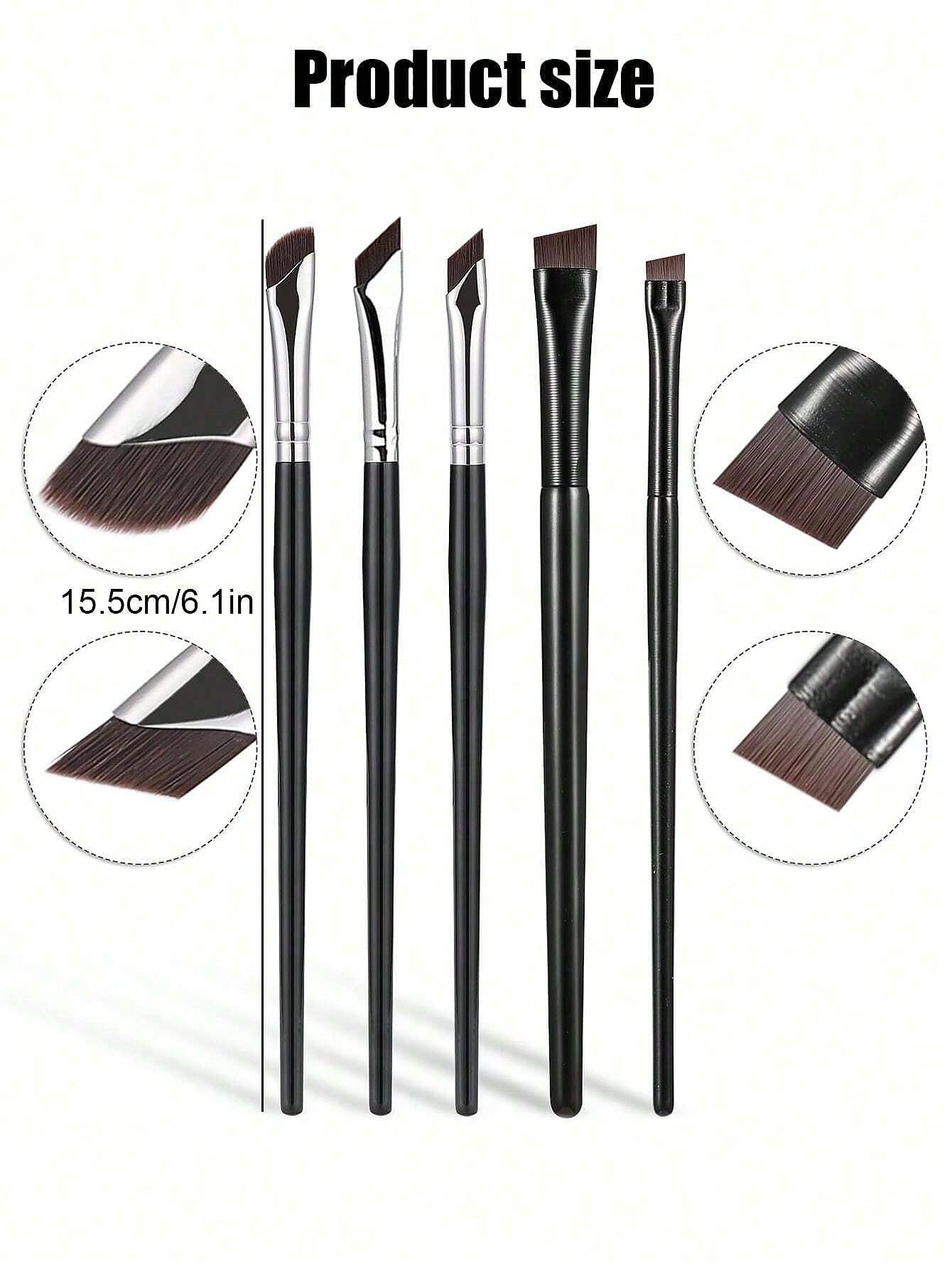 5pcs Precision Eye Makeup Brushes Including Scythe Shaped Eyeliner Brush, Angled Eyeliner Brush, And Eyebrow Brush Professional Eyeliner Brush, Long Handle Reversible Cosmetic Brush Makeup Tools For Sensitive, Delicate, Dry Skin For Easy And Beautiful Eye Makeup - Image 4