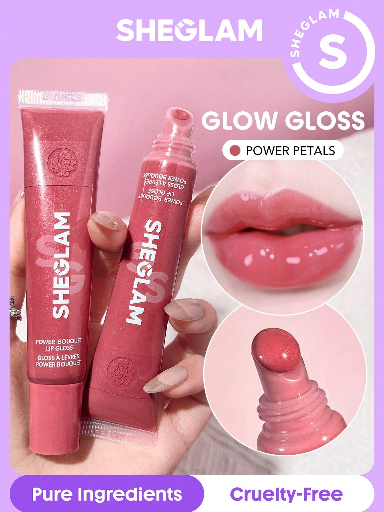 SHEGLAM Power Bouquet Lip Gloss -Power Petals Valentine'S Day Decor Love Gift Winter Y2K Makeup Party Beach Travel Holiday Camping Outdoors Present Rose Fashion Girl New Year Cosmetic Cosplay Best Trip Festivals Color Fancy Campus School Charm Vibe Cny Chinese New Year