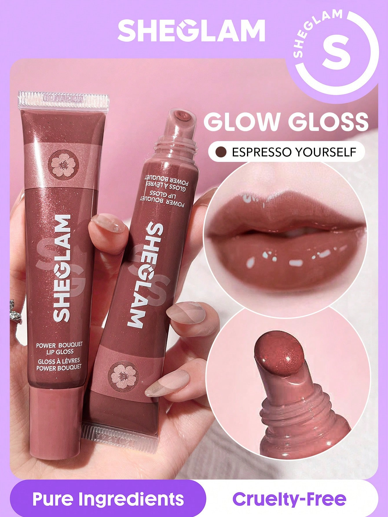 SHEGLAM Power Bouquet Lip Gloss -Power Petals Valentine'S Day Decor Love Gift Winter Y2K Makeup Party Beach Travel Holiday Camping Outdoors Present Rose Fashion Girl New Year Cosmetic Cosplay Best Trip Festivals Color Fancy Campus School Charm Vibe Cny Chinese New Year - Image 3