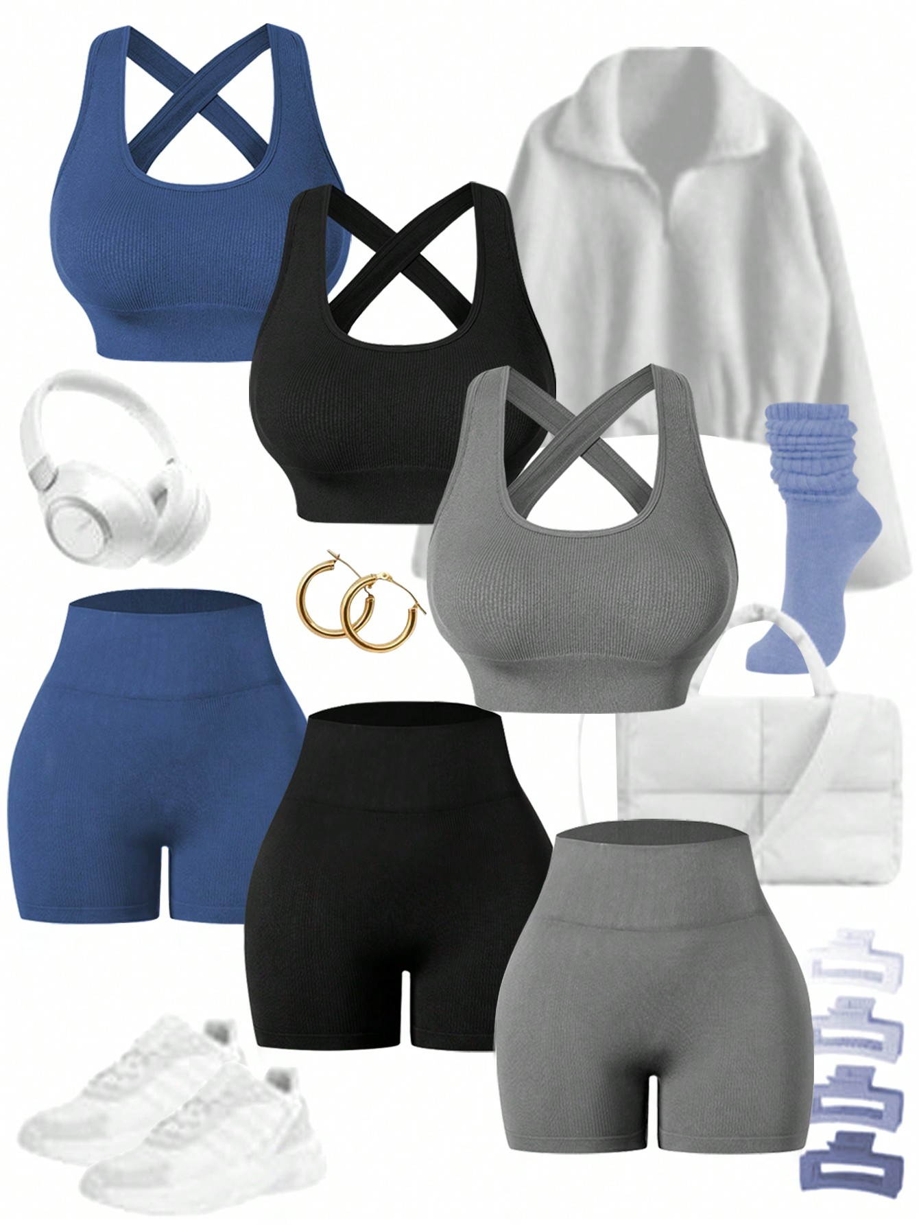 Easify SHABREYA Sport Women's Yoga Ribbed Workout Set Outfit Set Workout Women Set - Image 2