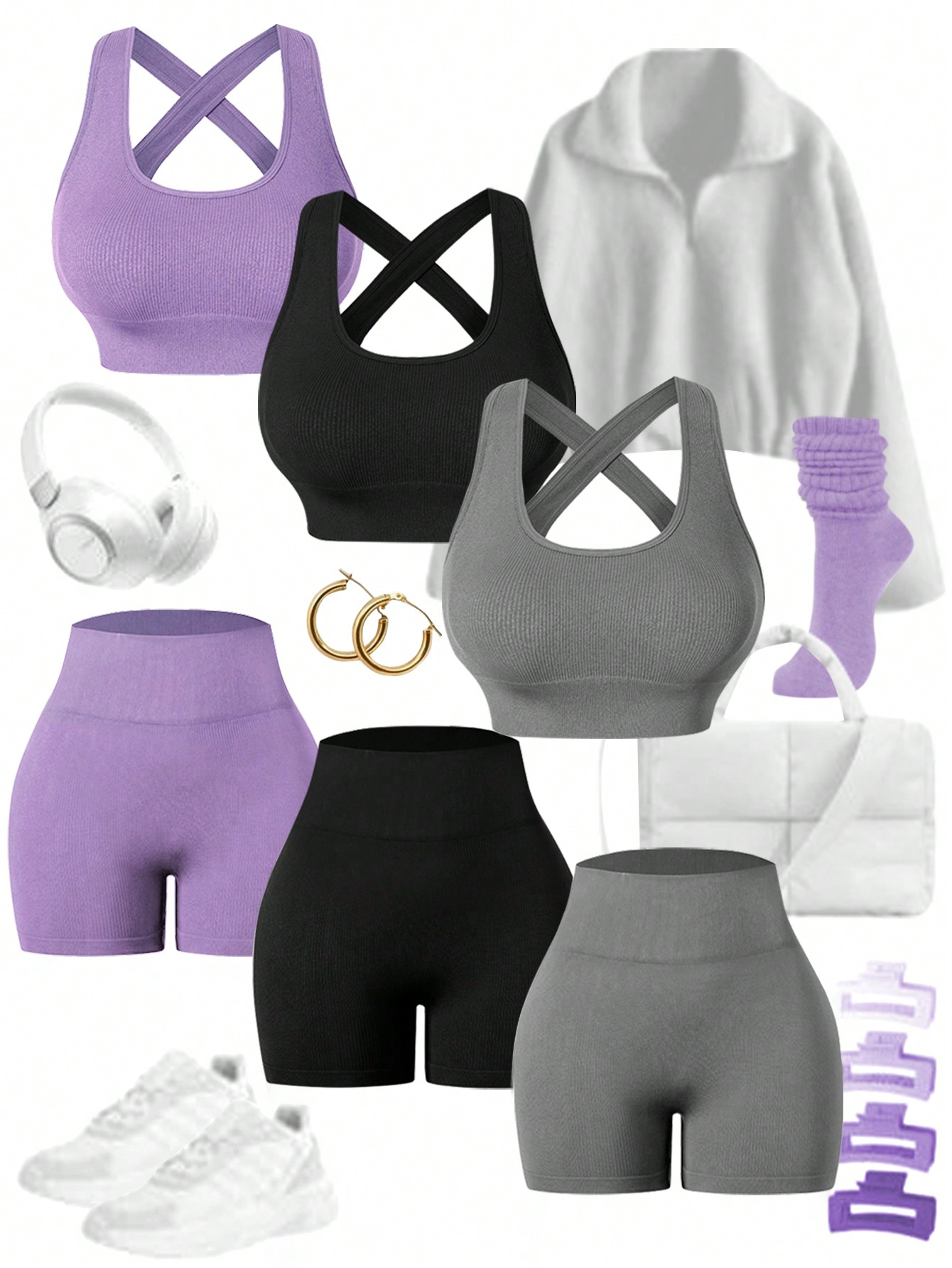 Easify SHABREYA Sport Women's Yoga Ribbed Workout Set Outfit Set Workout Women Set - Image 3