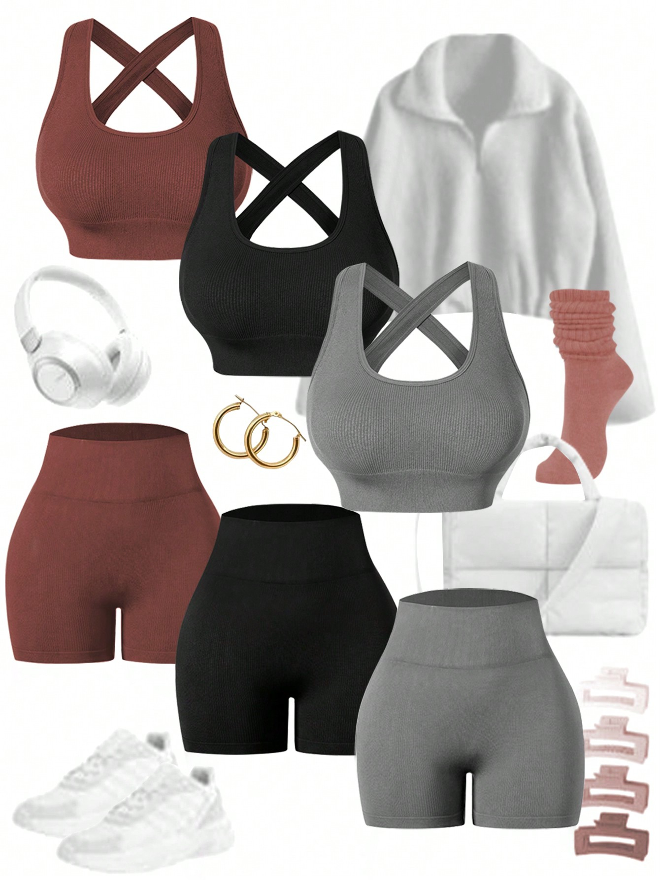 Easify SHABREYA Sport Women's Yoga Ribbed Workout Set Outfit Set Workout Women Set - Image 4