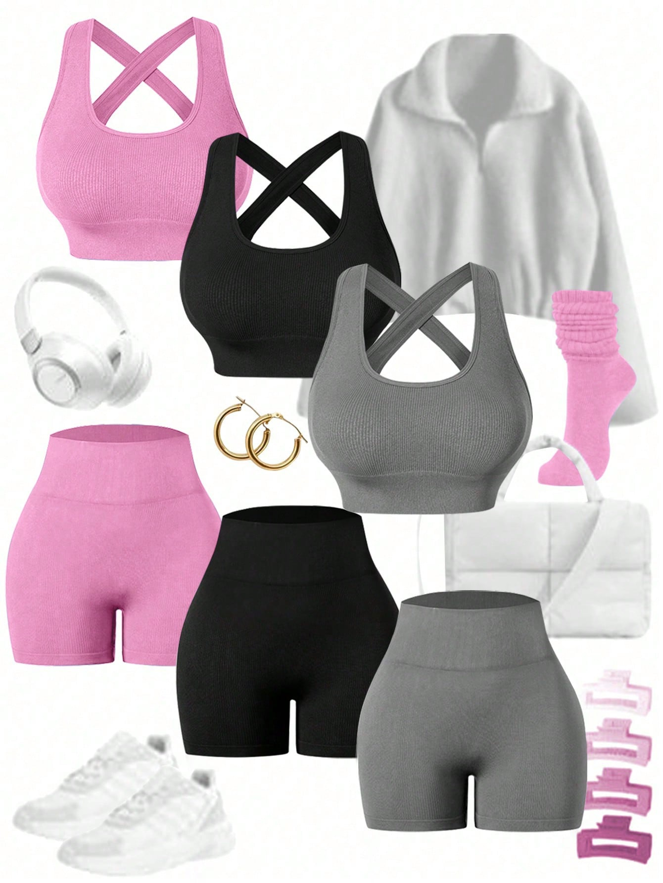 Easify SHABREYA Sport Women's Yoga Ribbed Workout Set Outfit Set Workout Women Set - Image 5