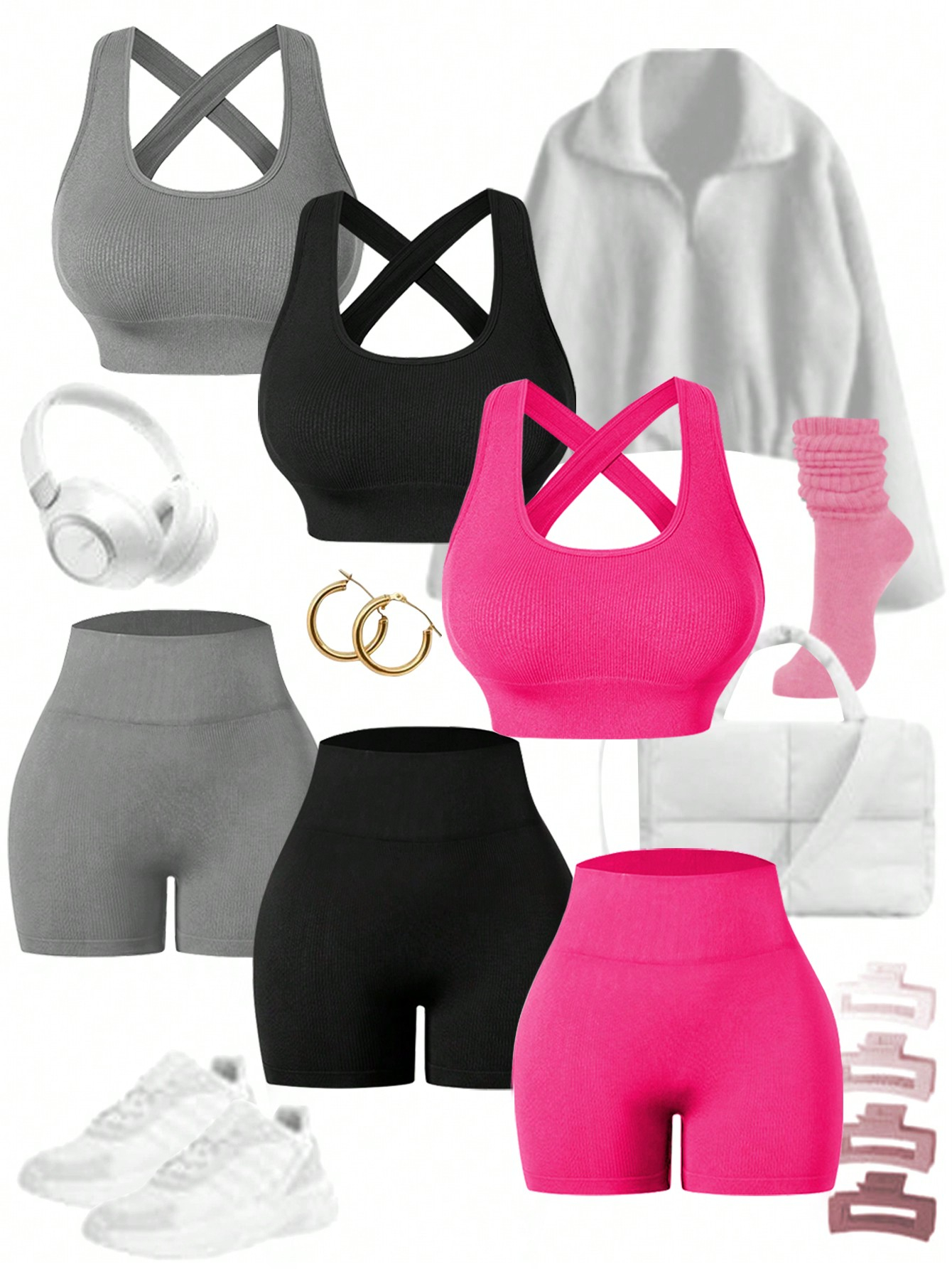 Easify SHABREYA Sport Women's Yoga Ribbed Workout Set Outfit Set Workout Women Set