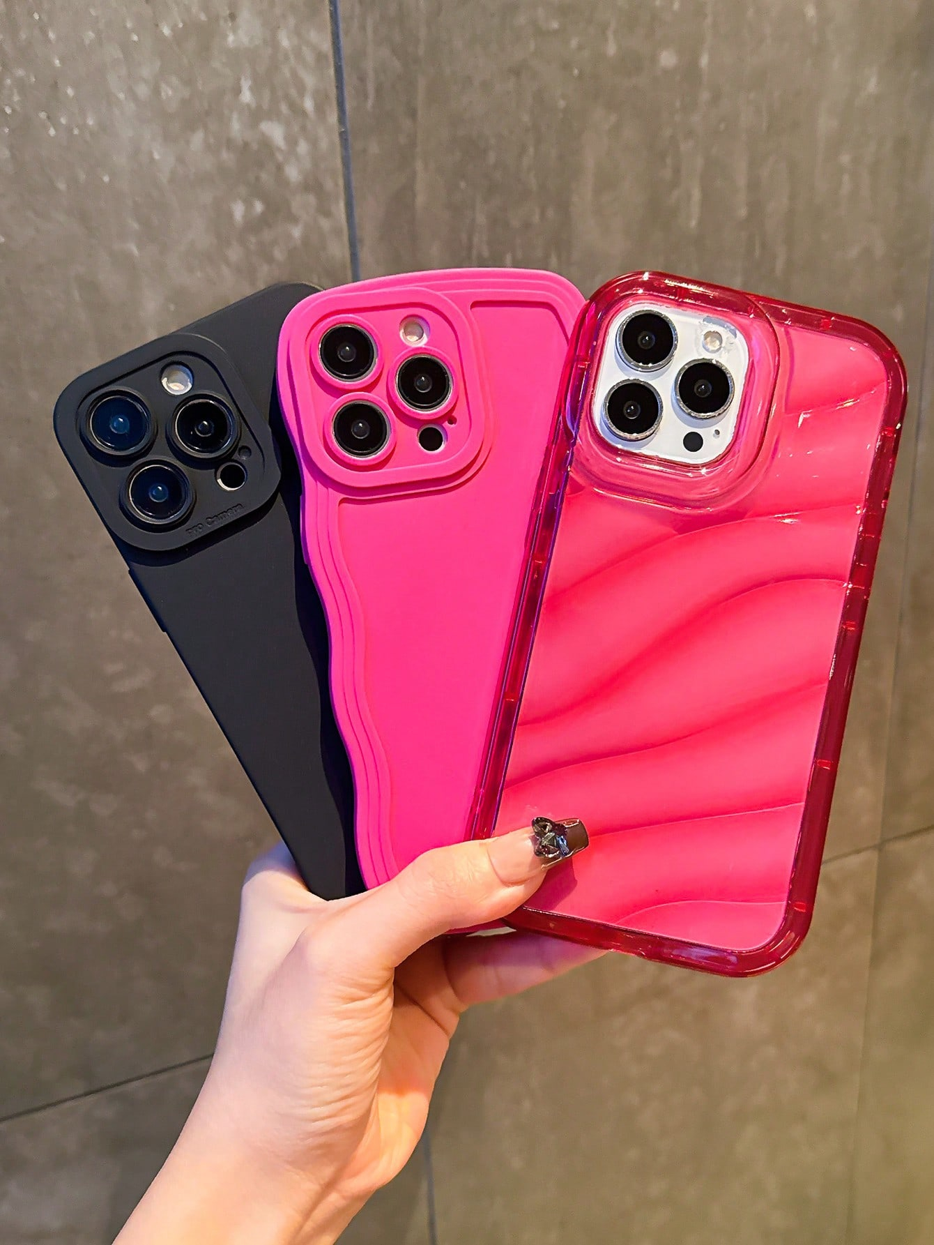 Apple 3pcs/Set Black Pupil & Wavy Shell, Water Wave Transparent Shock-Resistant TPU Phone Case Covers Compatible With Iphone 11/13/14/12/15 Unisex