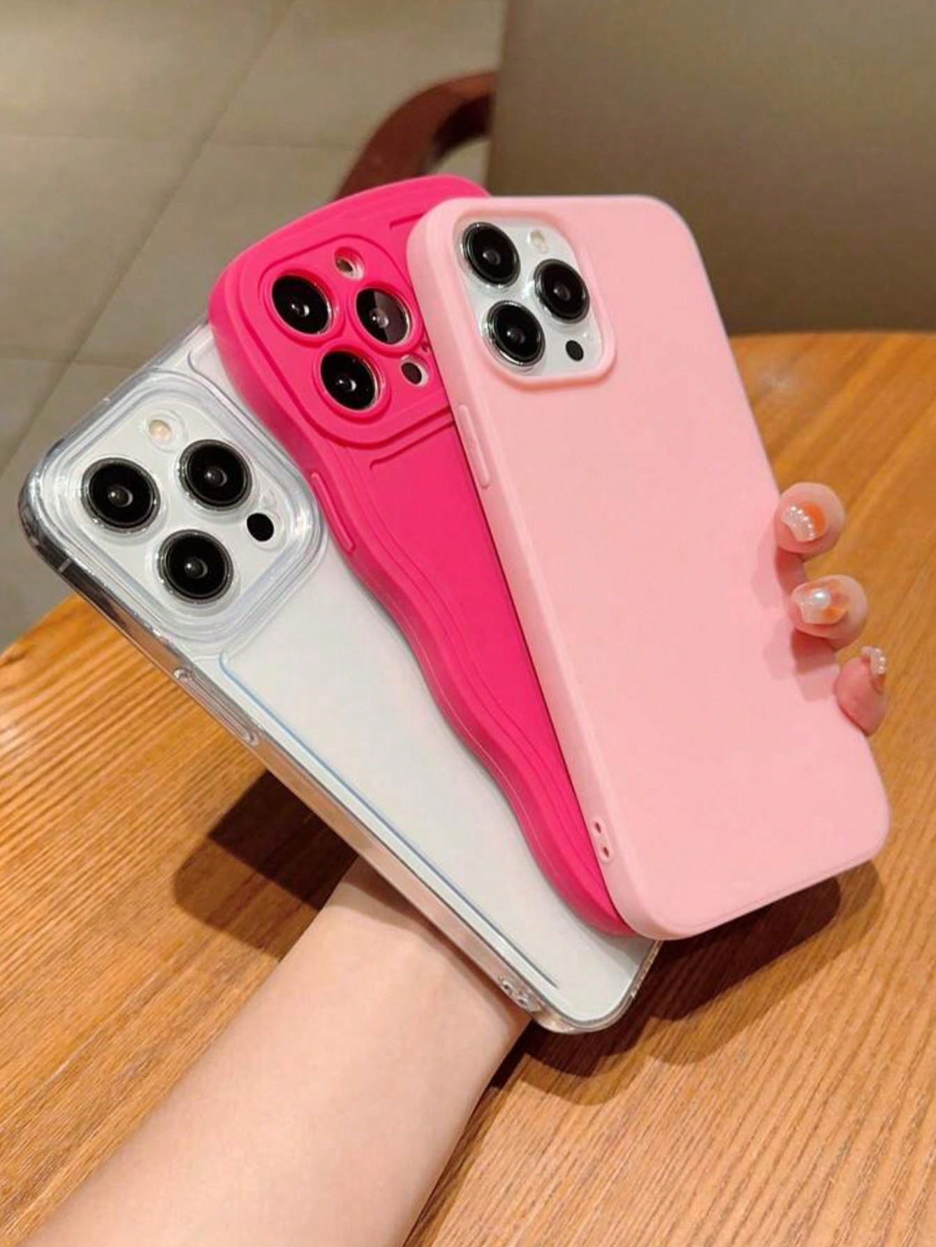 Apple 3pcs/Set Black Pupil & Wavy Shell, Water Wave Transparent Shock-Resistant TPU Phone Case Covers Compatible With Iphone 11/13/14/12/15 Unisex - Image 4