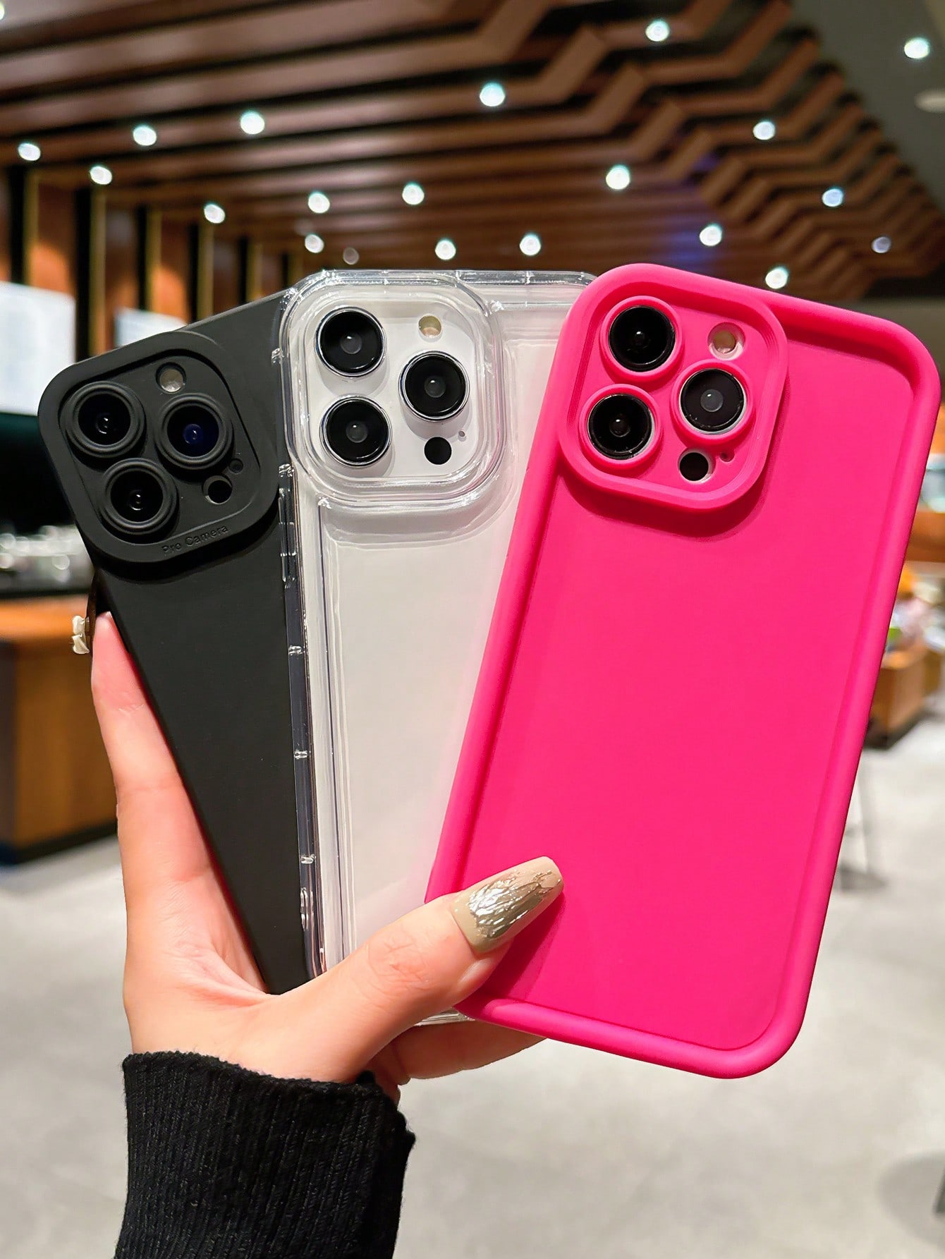 Apple 3pcs/Set Black Pupil & Wavy Shell, Water Wave Transparent Shock-Resistant TPU Phone Case Covers Compatible With Iphone 11/13/14/12/15 Unisex - Image 7