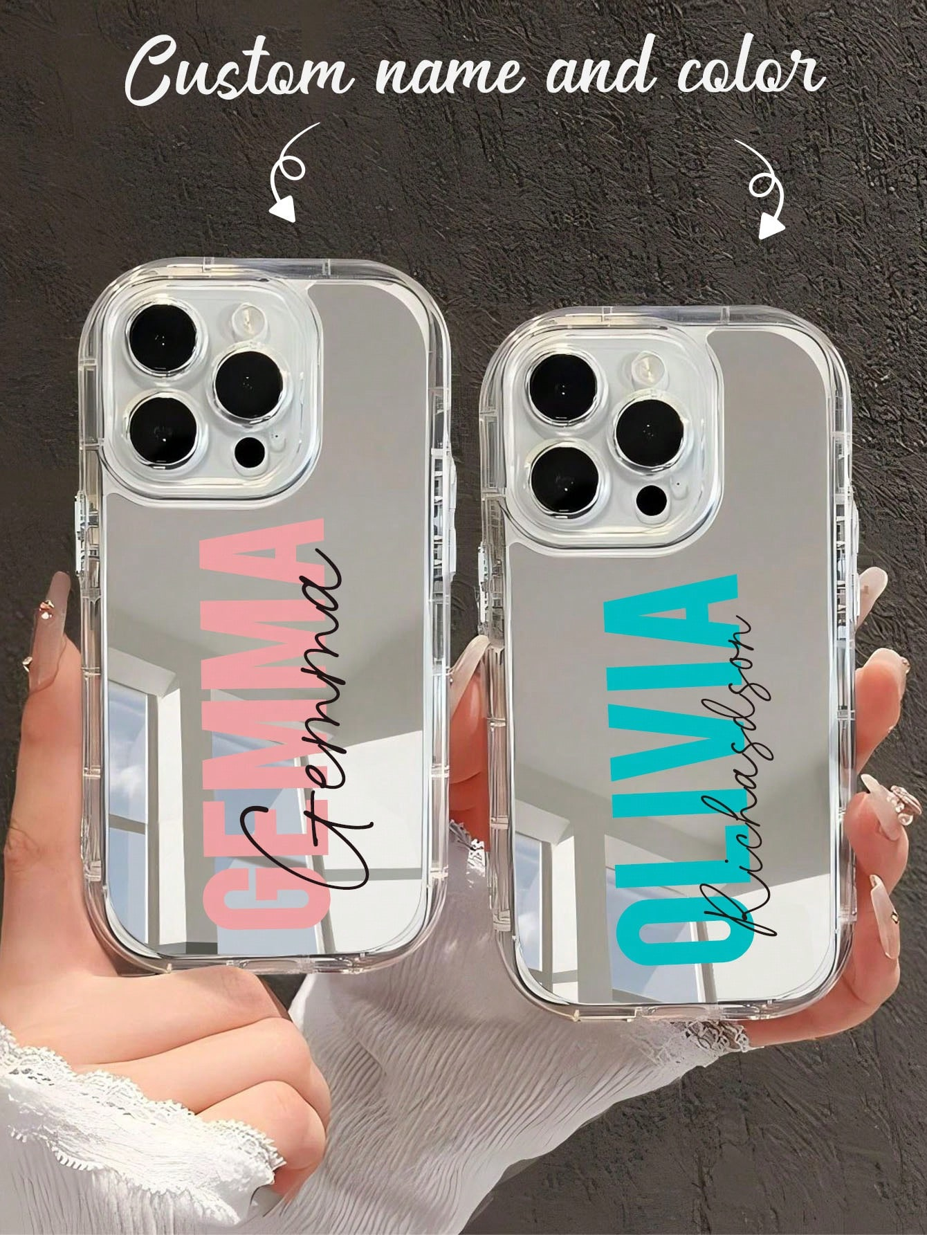 Valentines Personalized 3D Colorful Name Letter Customized Air Cushion Transparent Phone Case Compatible With Iphone 11/12/13/14/15 Pro Max