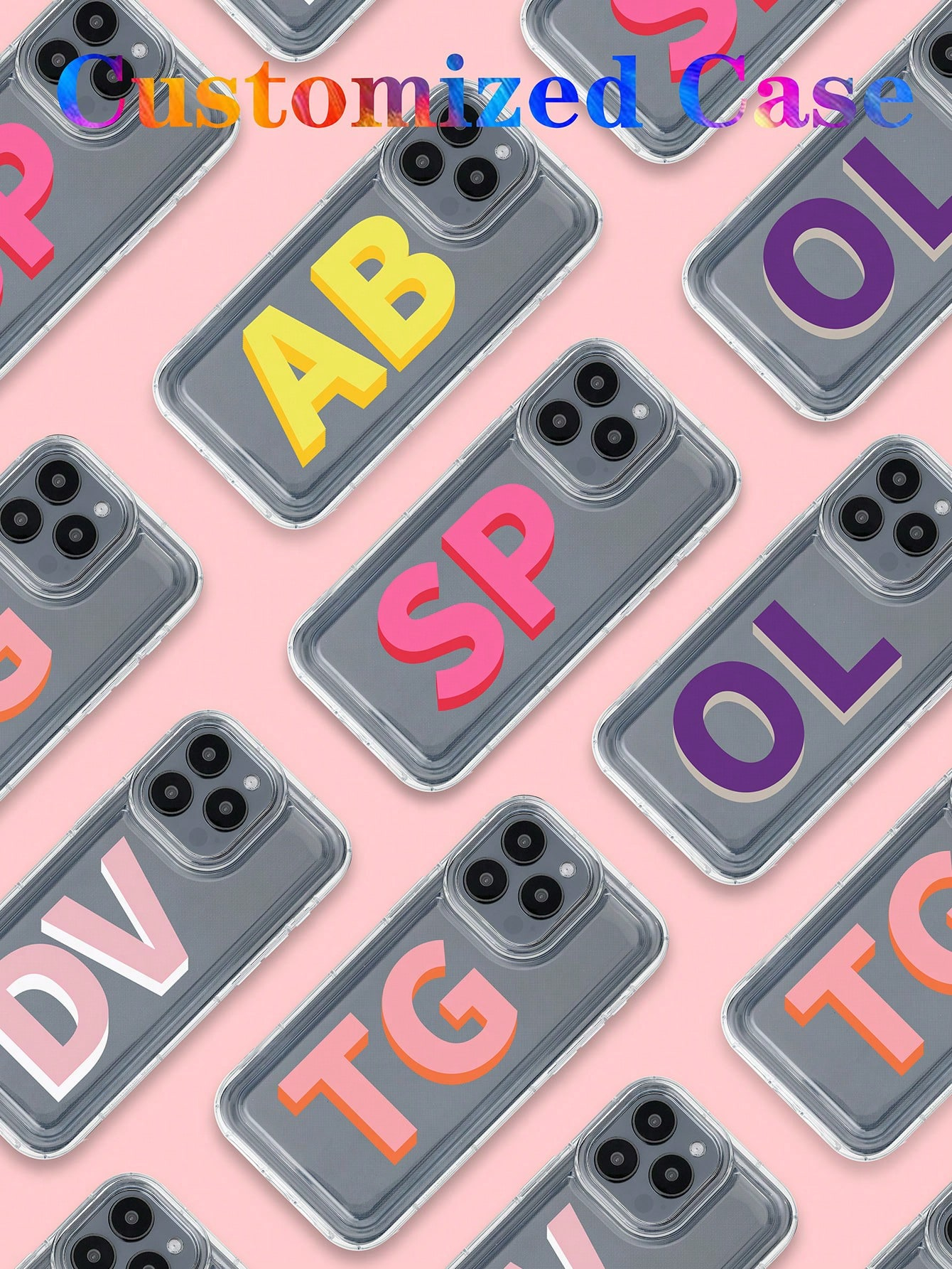 Valentines Personalized 3D Colorful Name Letter Customized Air Cushion Transparent Phone Case Compatible With Iphone 11/12/13/14/15 Pro Max - Image 2
