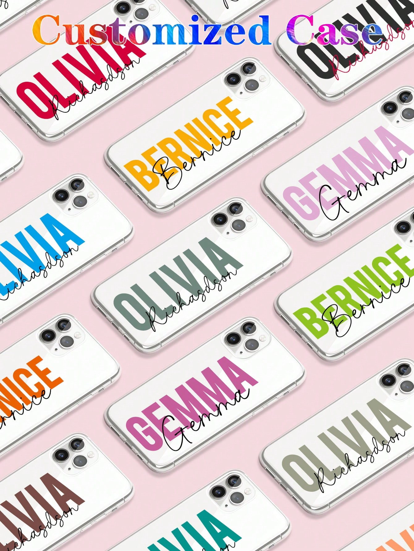 Valentines Personalized 3D Colorful Name Letter Customized Air Cushion Transparent Phone Case Compatible With Iphone 11/12/13/14/15 Pro Max - Image 3